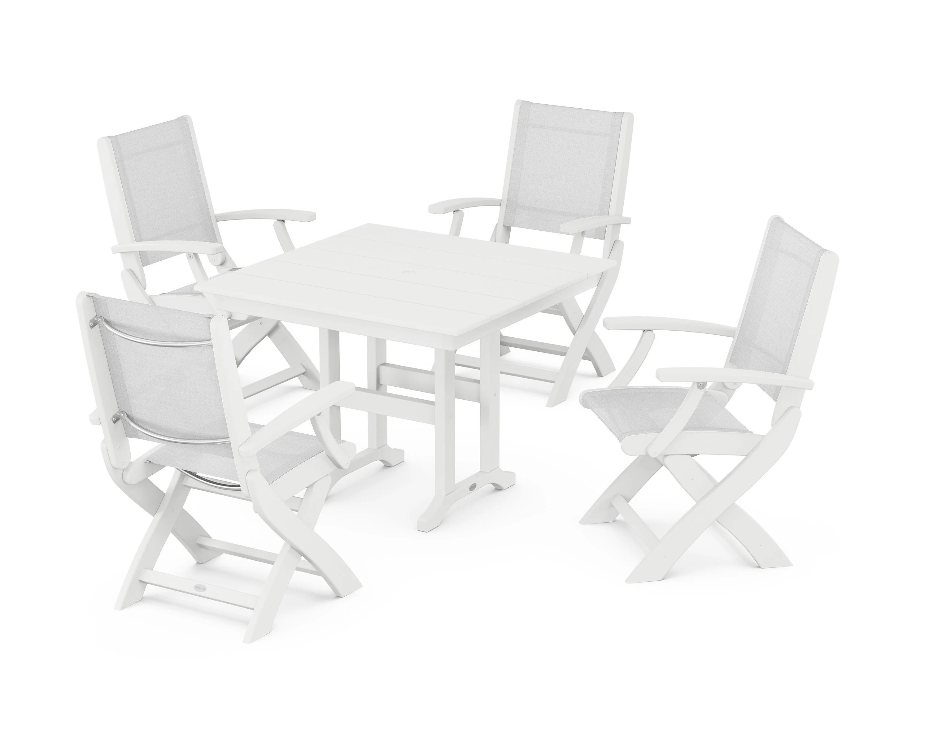 Coastal Folding Chair 5-Piece Farmhouse Dining Set - Image 64