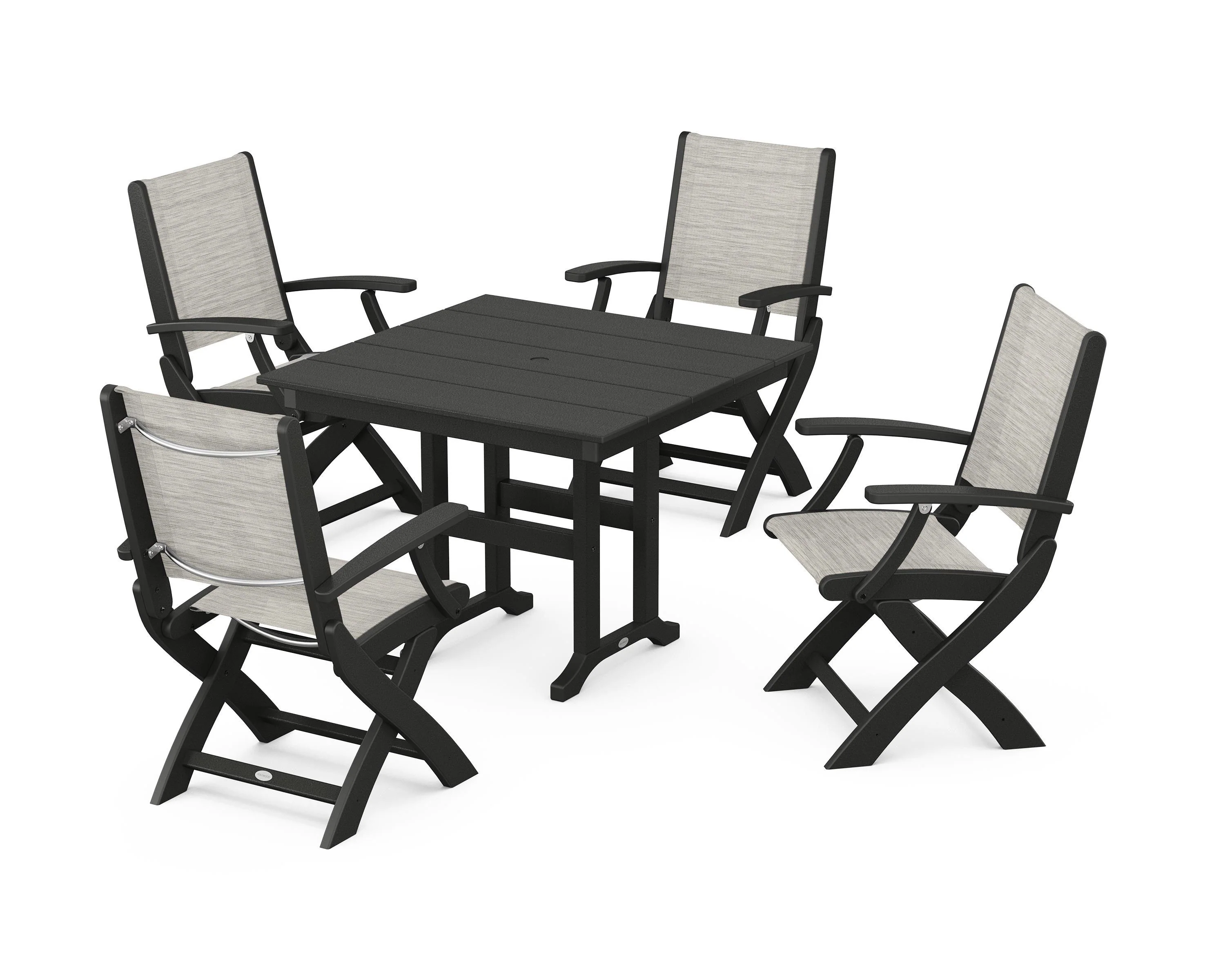 Coastal Folding Chair 5-Piece Farmhouse Dining Set - Image 65