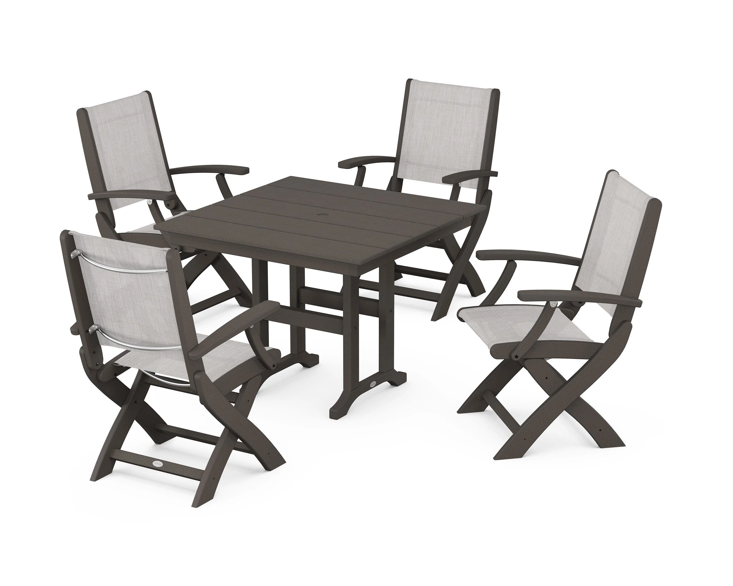 Coastal Folding Chair 5-Piece Farmhouse Dining Set - Image 66