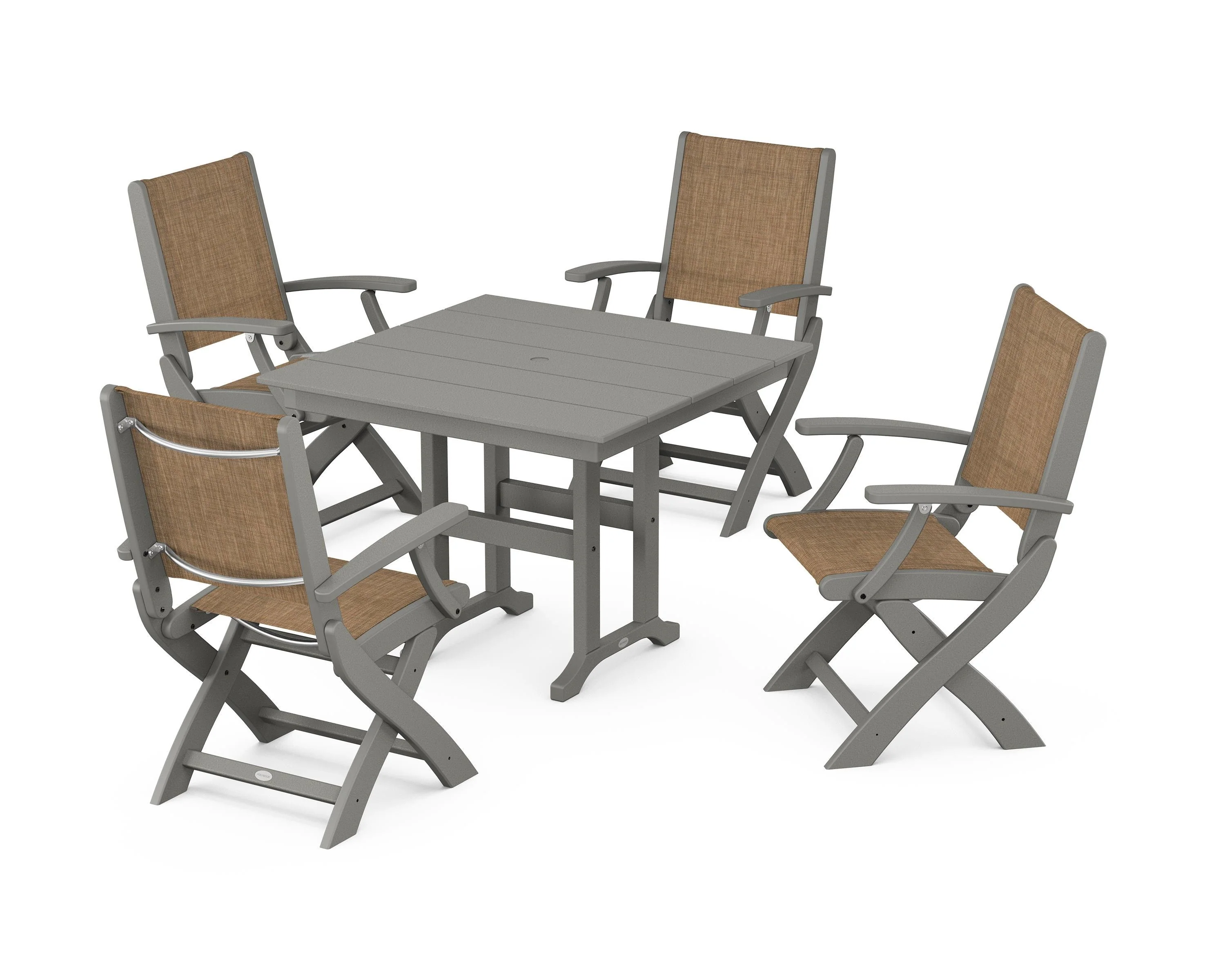 Coastal Folding Chair 5-Piece Farmhouse Dining Set - Image 67