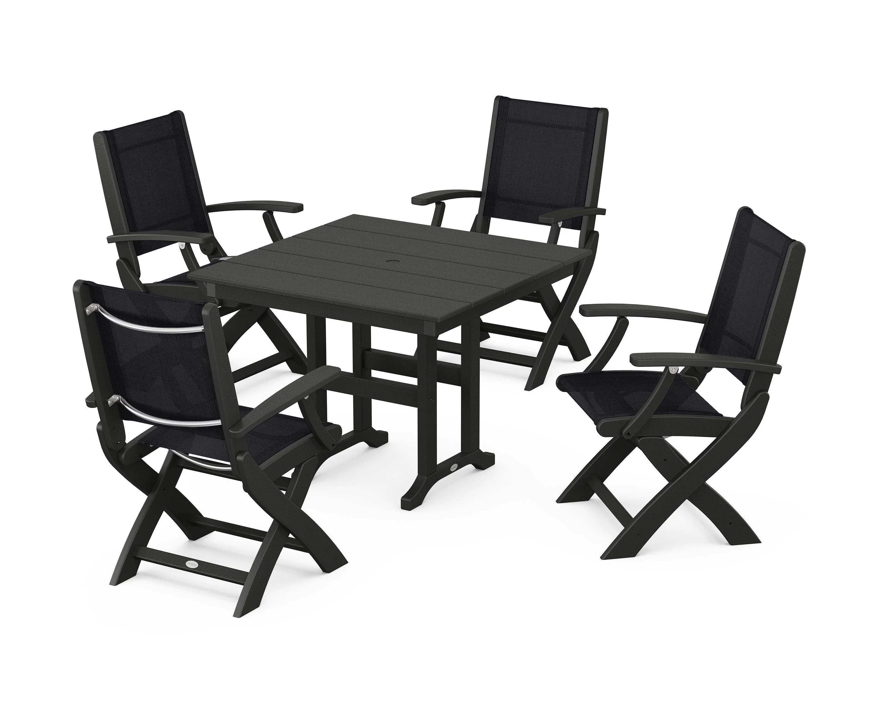 Coastal Folding Chair 5-Piece Farmhouse Dining Set - Image 68