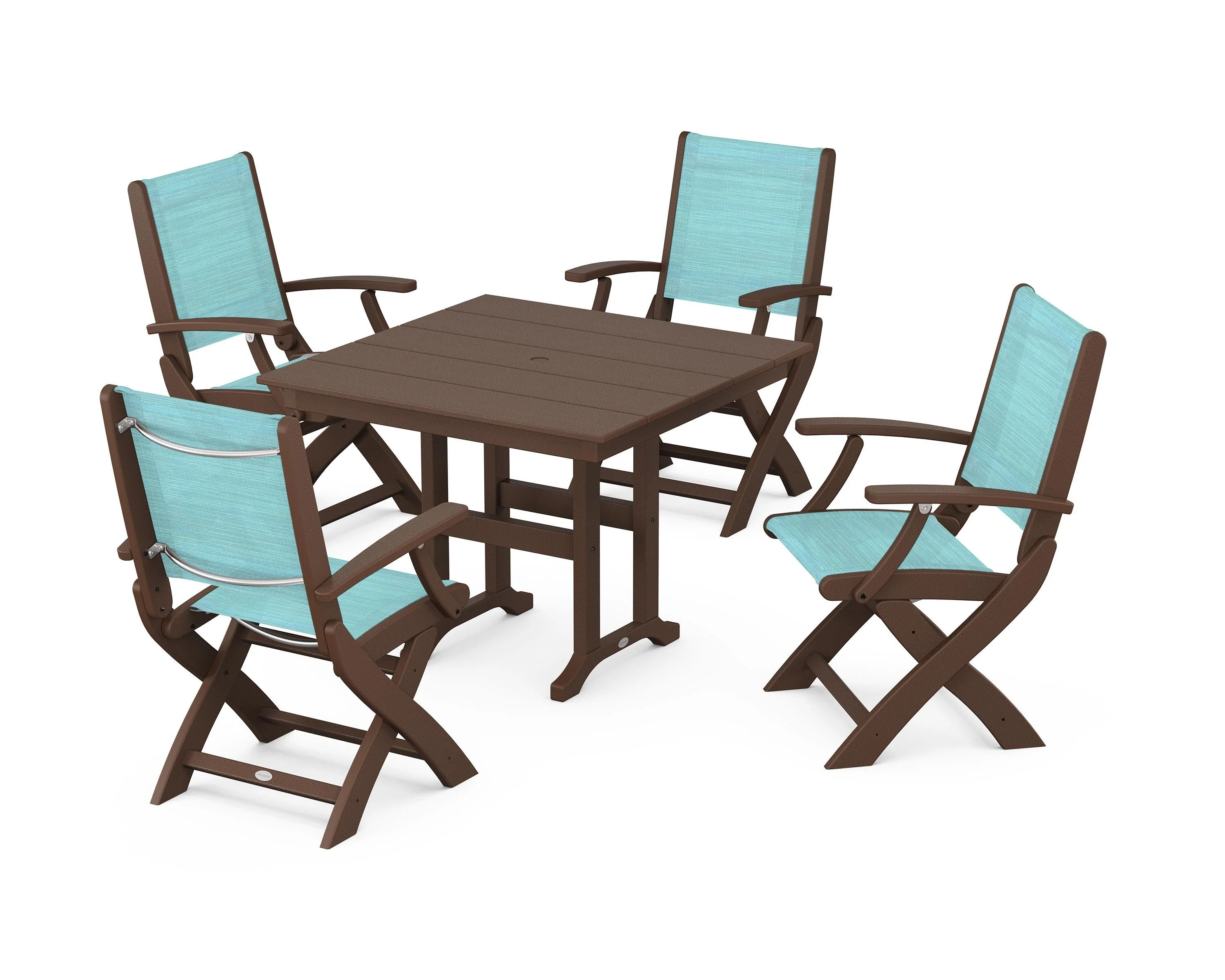 Coastal Folding Chair 5-Piece Farmhouse Dining Set - Image 69