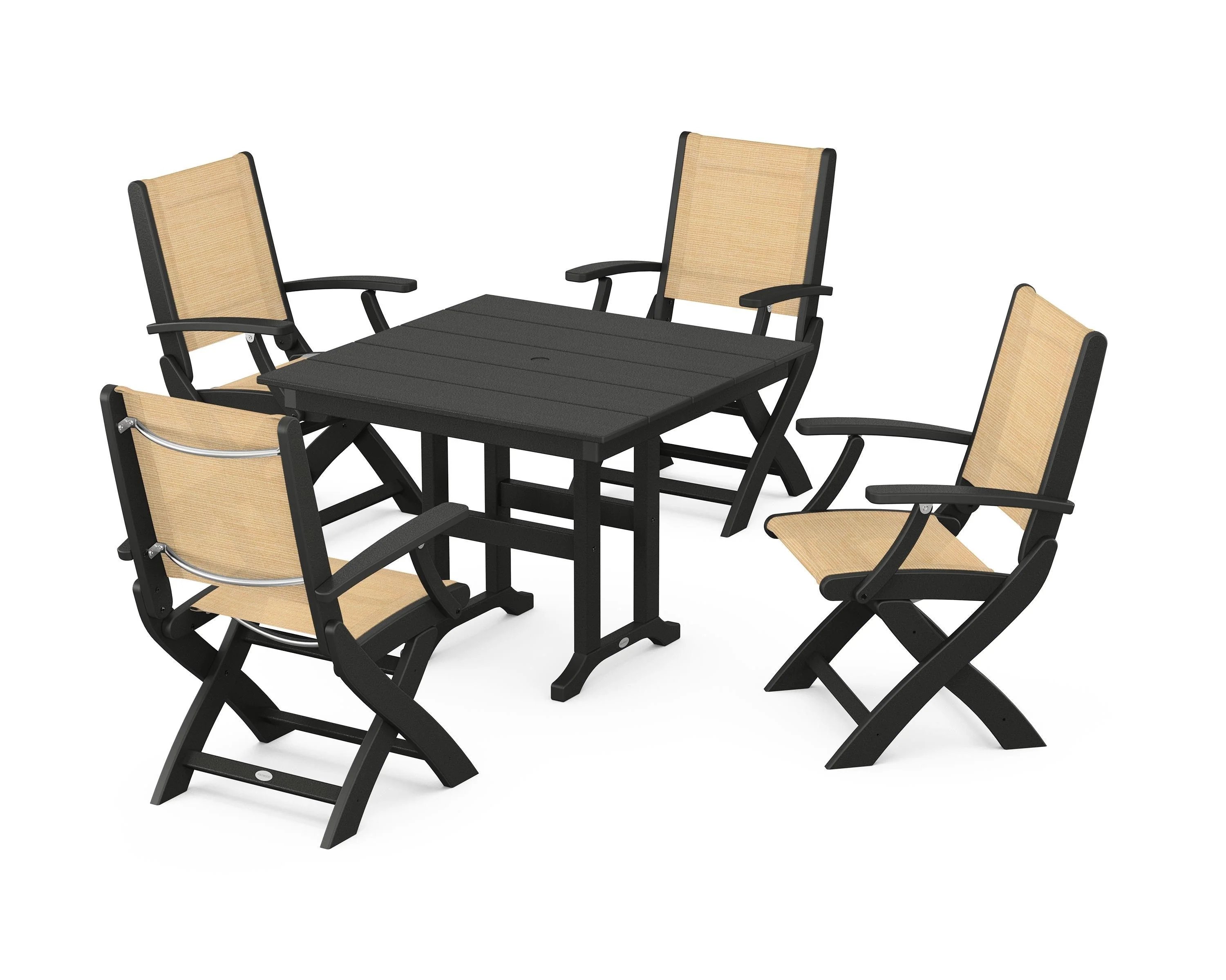 Coastal Folding Chair 5-Piece Farmhouse Dining Set - Image 7