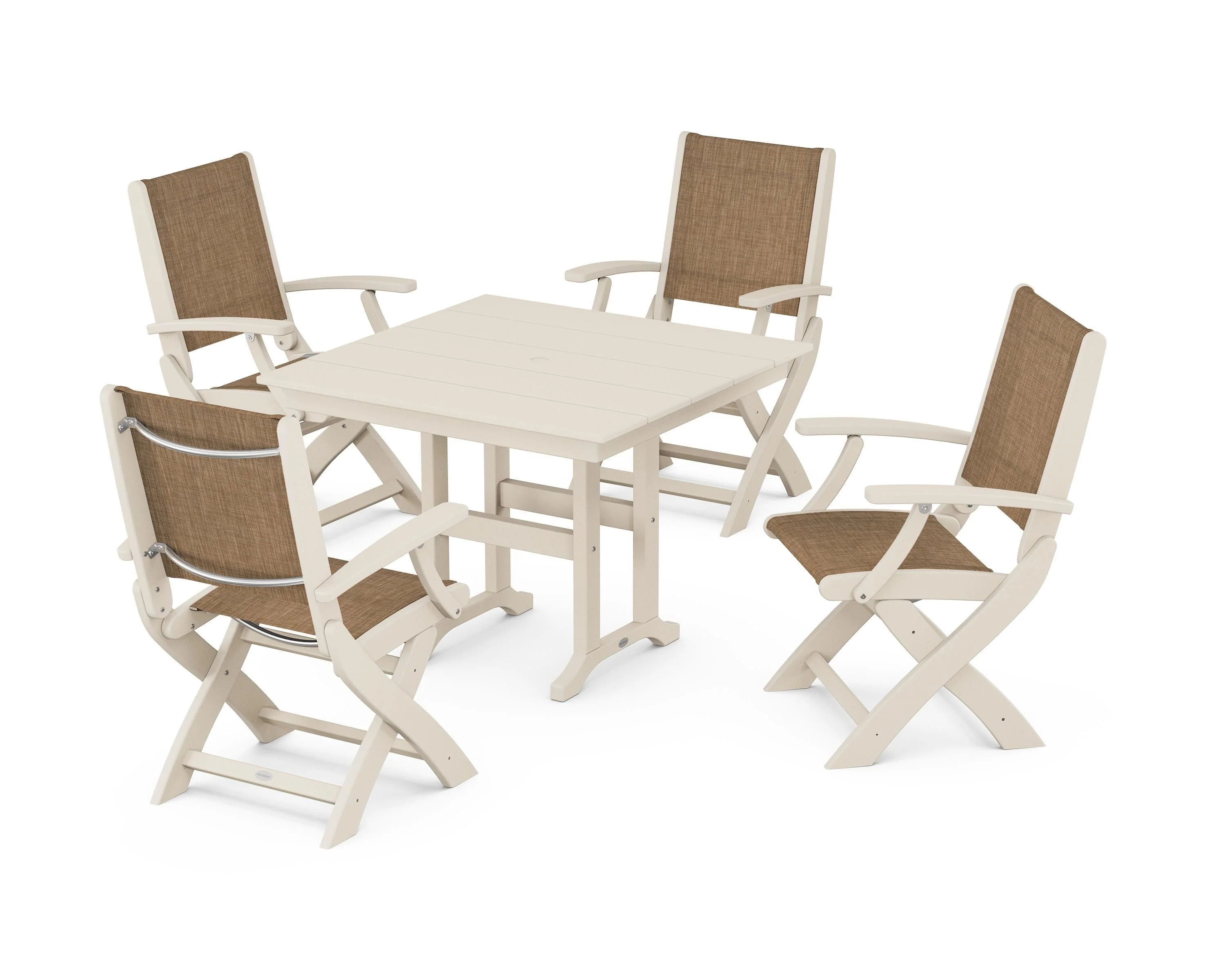 Coastal Folding Chair 5-Piece Farmhouse Dining Set - Image 70