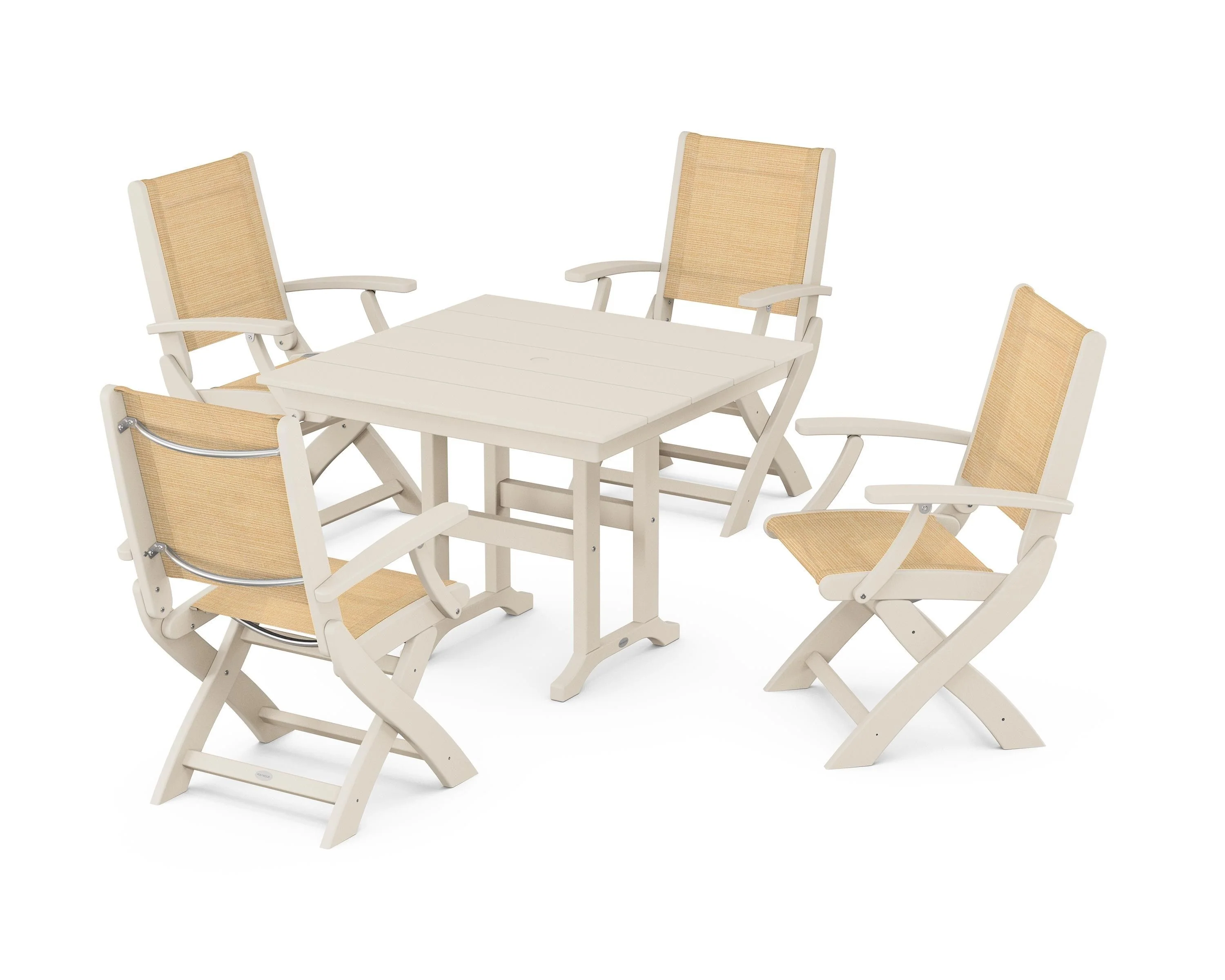 Coastal Folding Chair 5-Piece Farmhouse Dining Set - Image 71