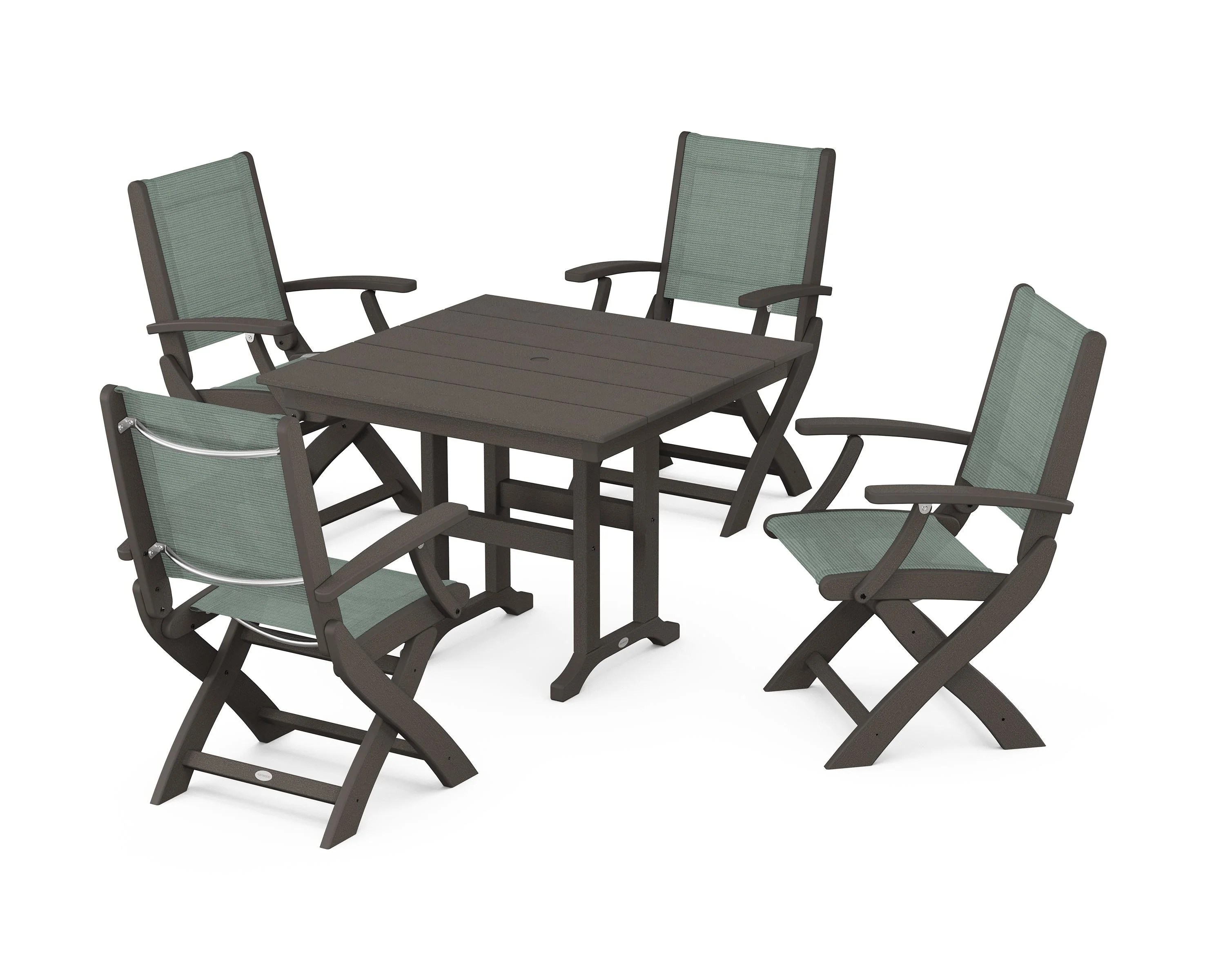 Coastal Folding Chair 5-Piece Farmhouse Dining Set - Image 72