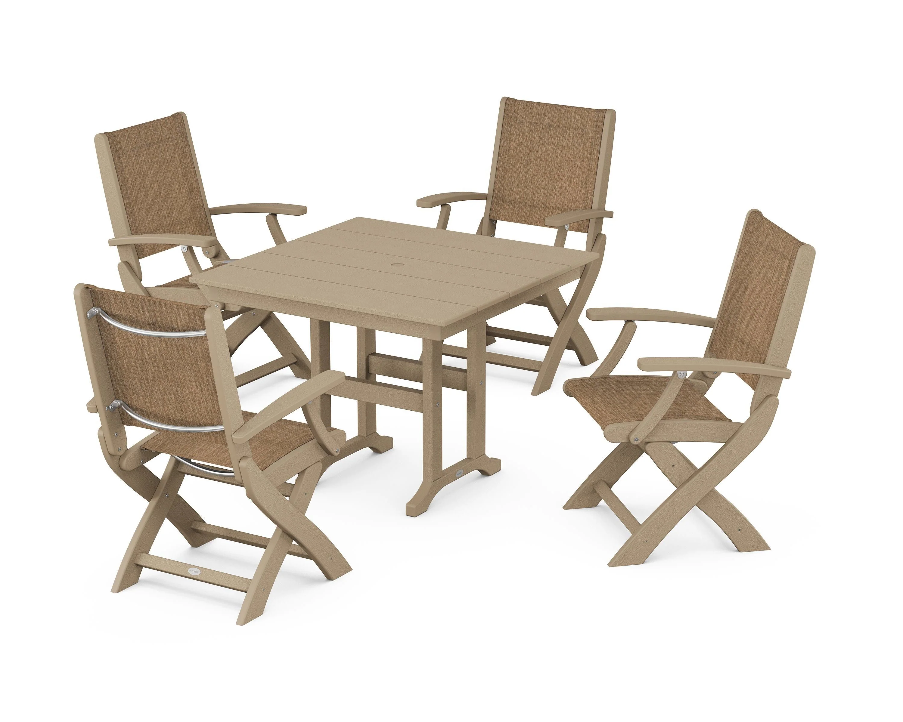 Coastal Folding Chair 5-Piece Farmhouse Dining Set - Image 73