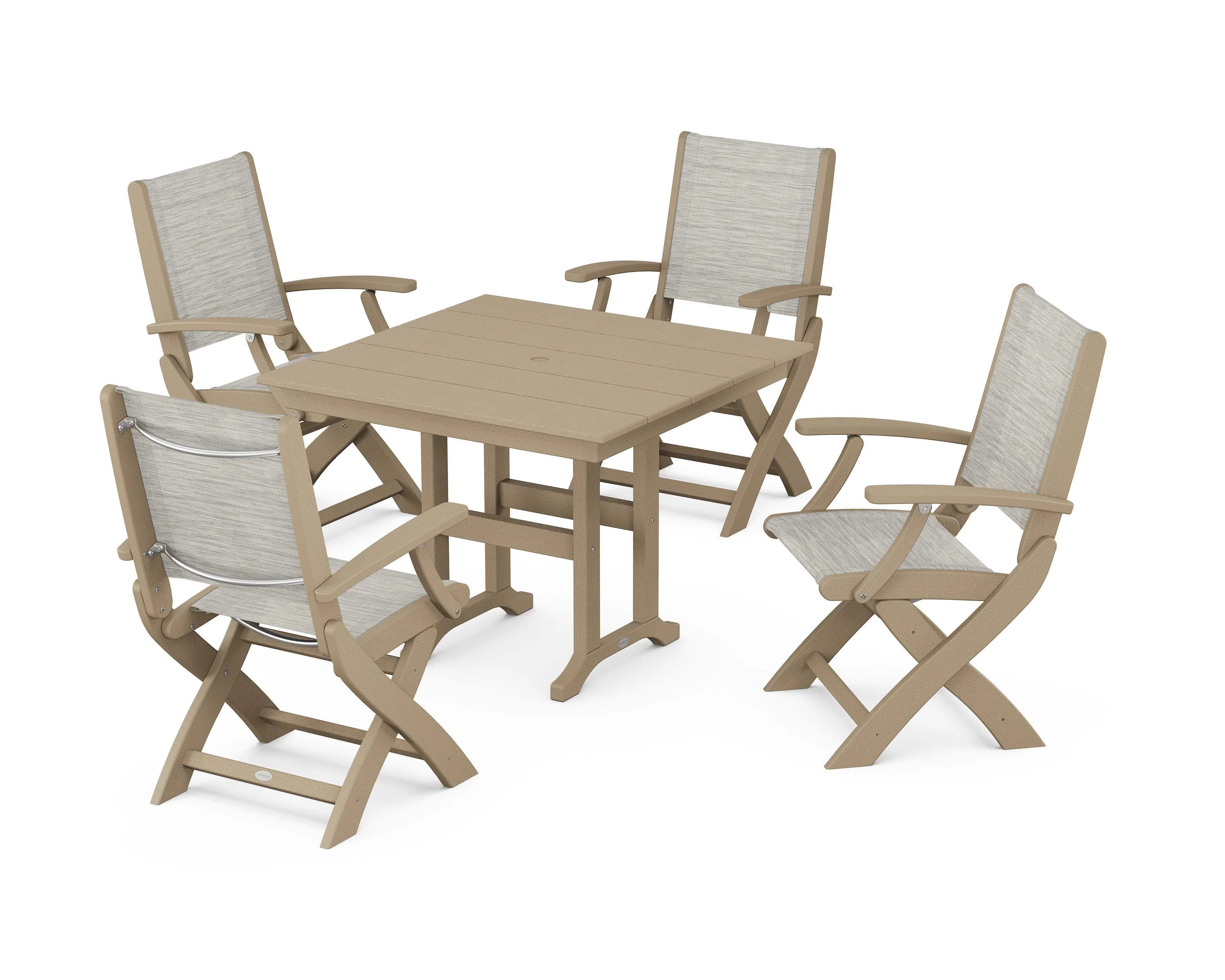 Coastal Folding Chair 5-Piece Farmhouse Dining Set - Image 75