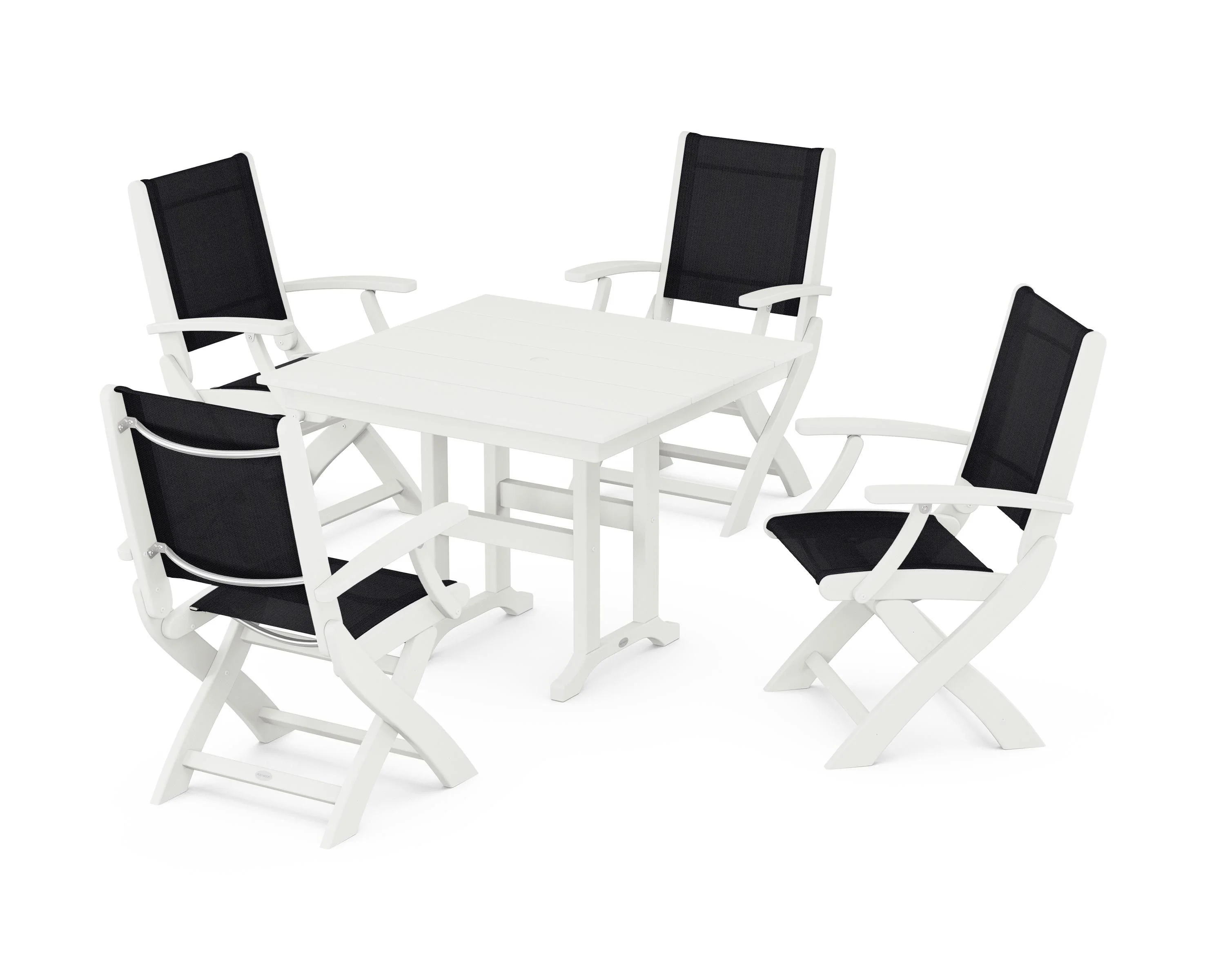 Coastal Folding Chair 5-Piece Farmhouse Dining Set - Image 76