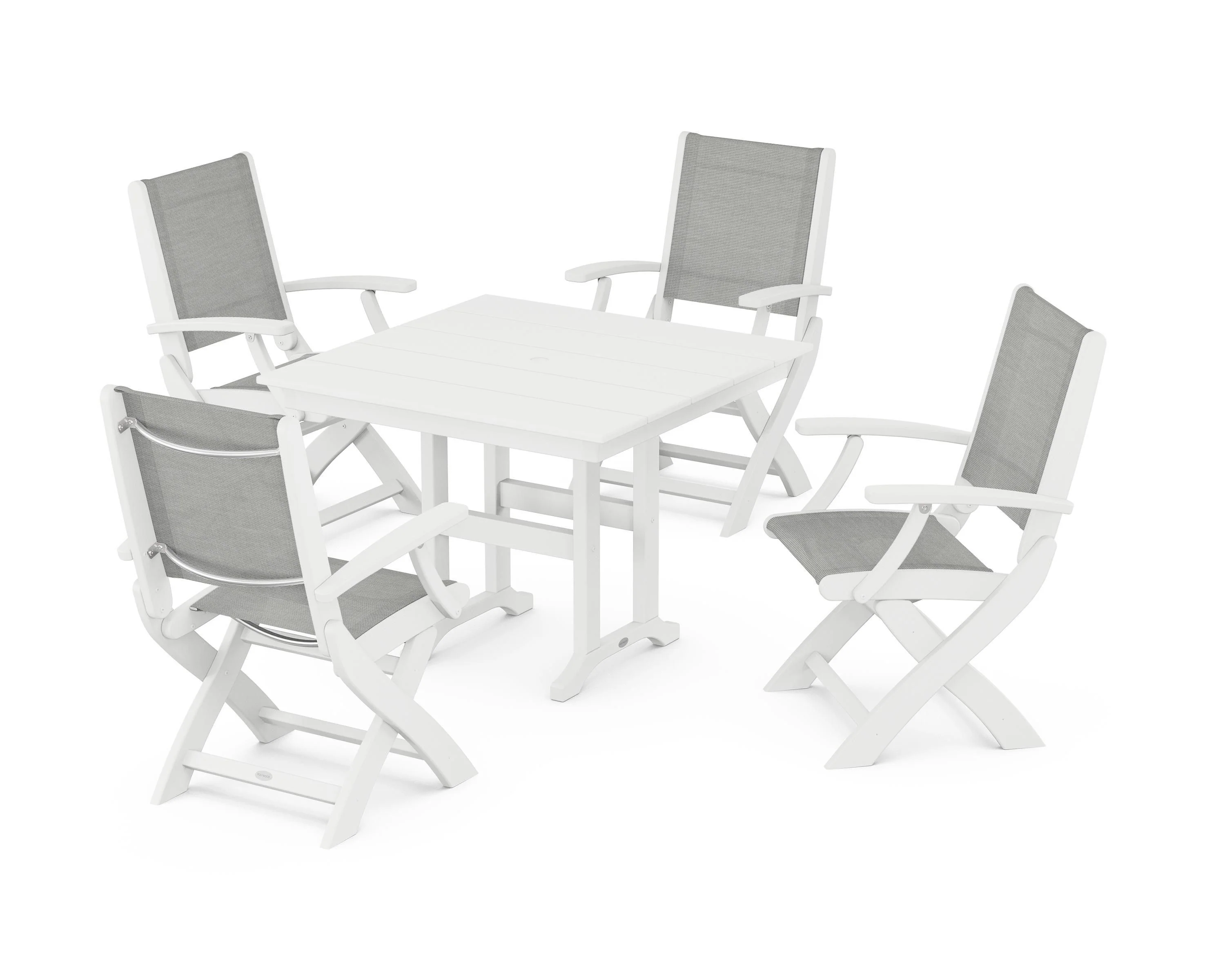 Coastal Folding Chair 5-Piece Farmhouse Dining Set - Image 78