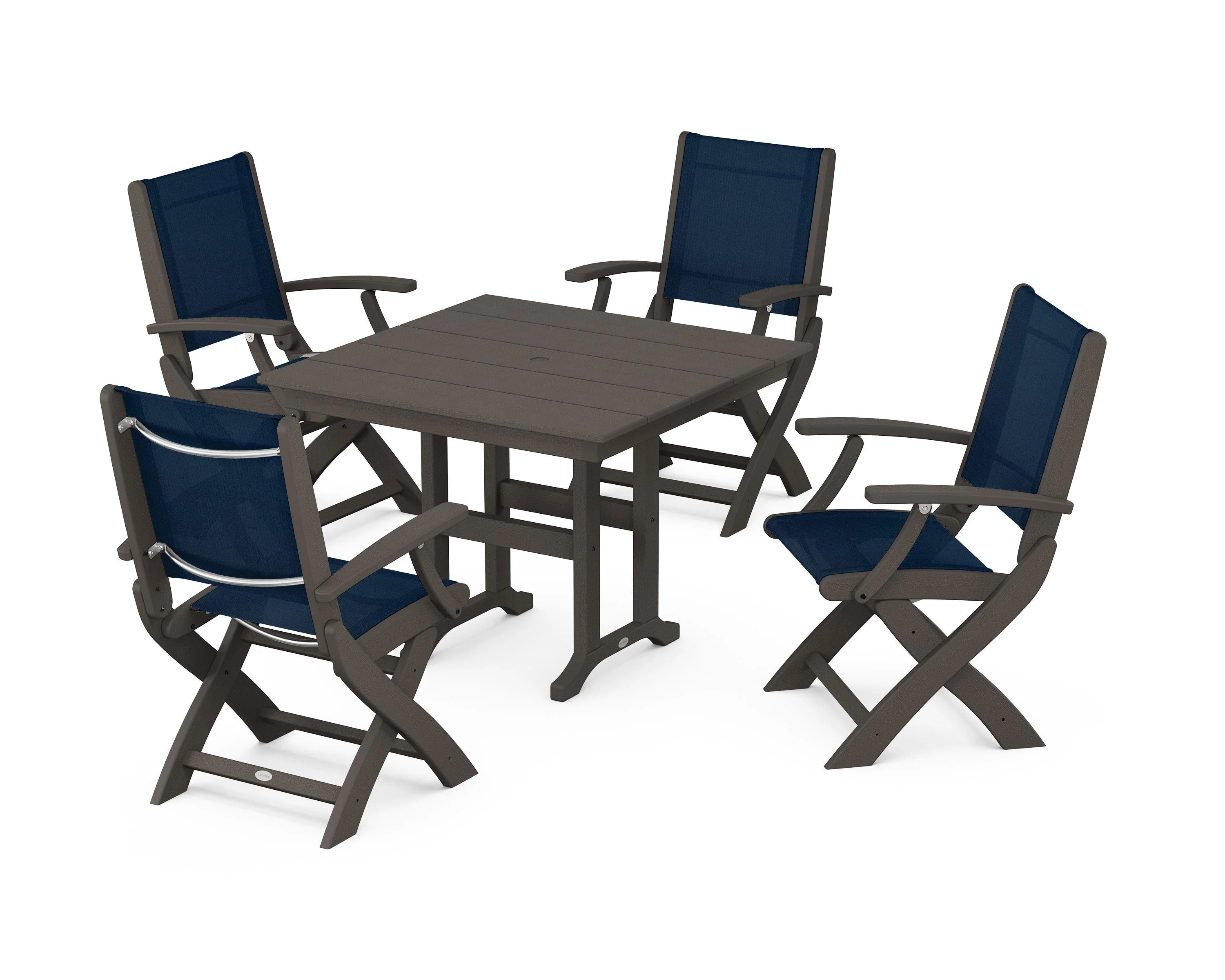 Coastal Folding Chair 5-Piece Farmhouse Dining Set - Image 79