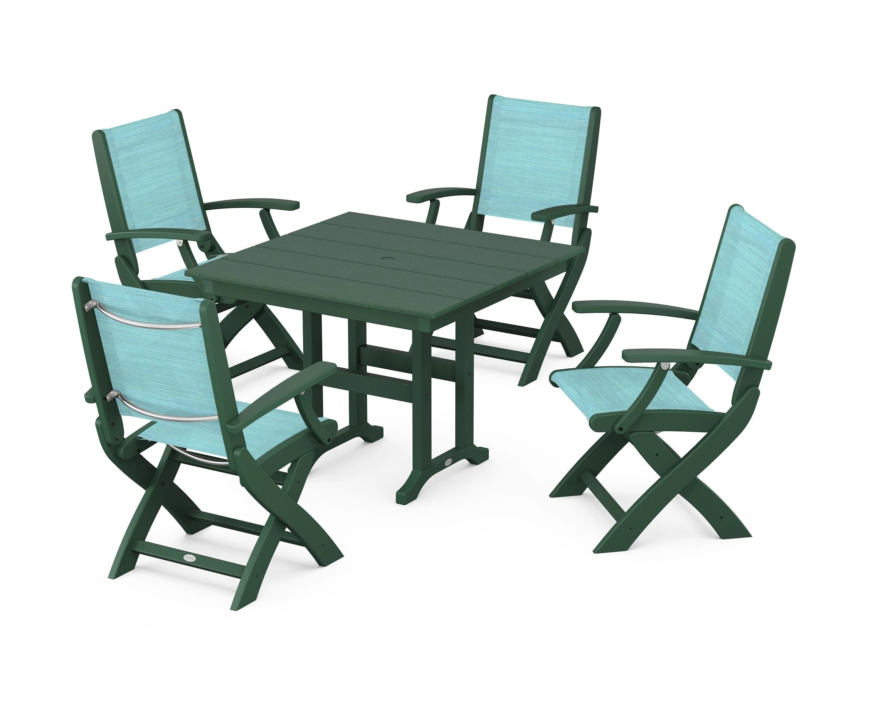 Coastal Folding Chair 5-Piece Farmhouse Dining Set - Image 80