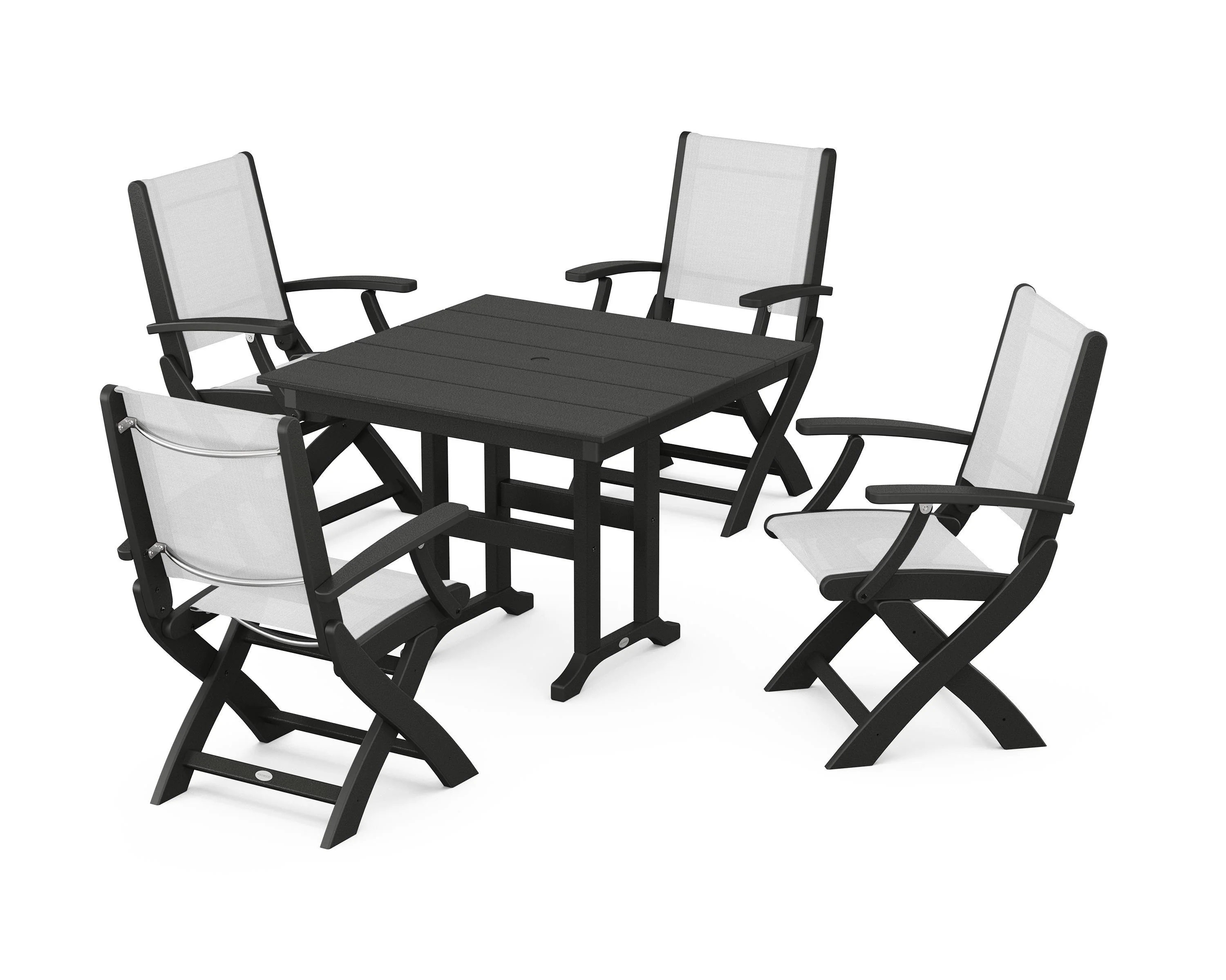Coastal Folding Chair 5-Piece Farmhouse Dining Set - Image 83