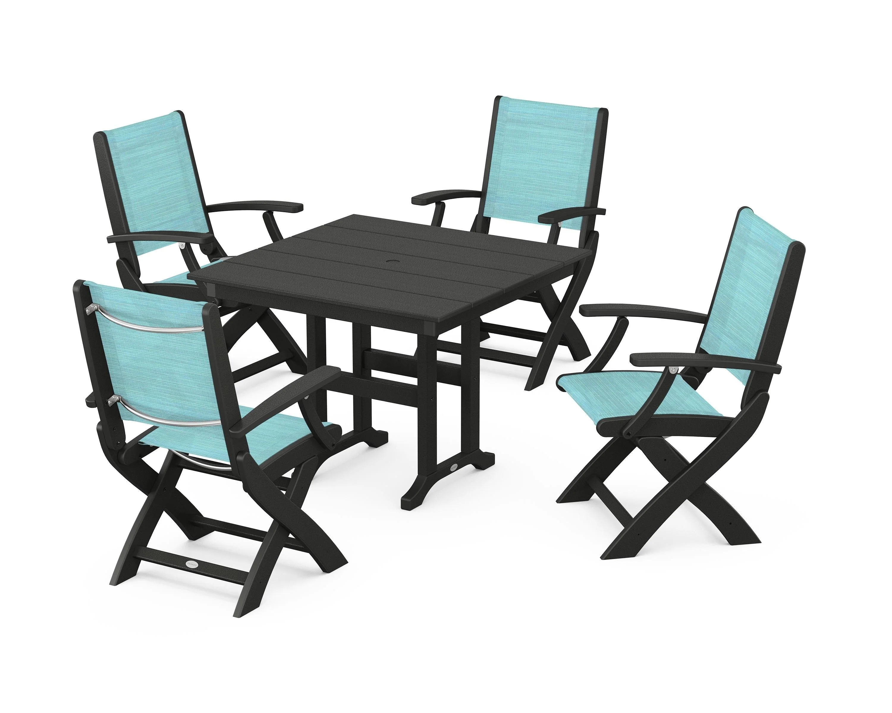 Coastal Folding Chair 5-Piece Farmhouse Dining Set - Image 84