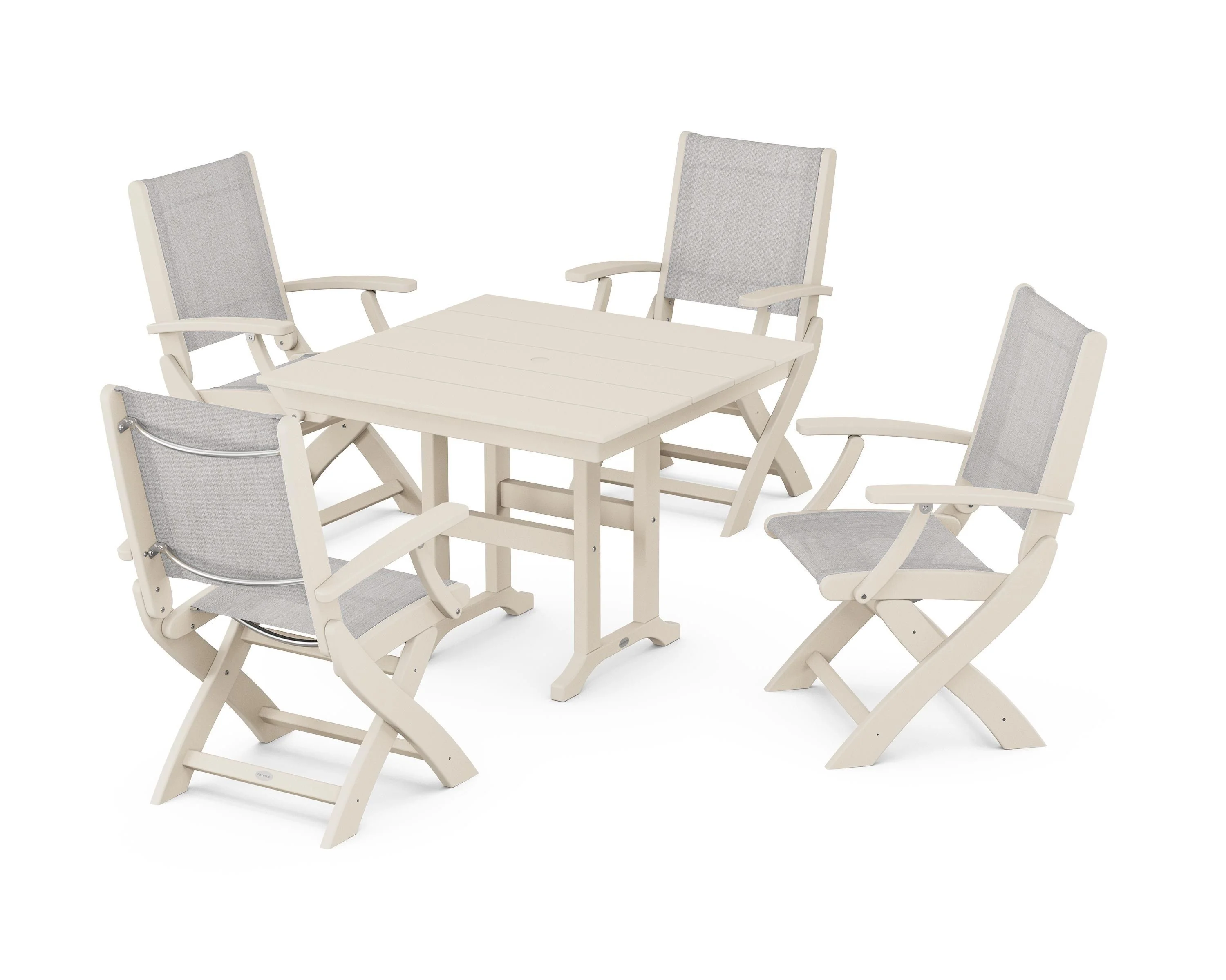 Coastal Folding Chair 5-Piece Farmhouse Dining Set - Image 85