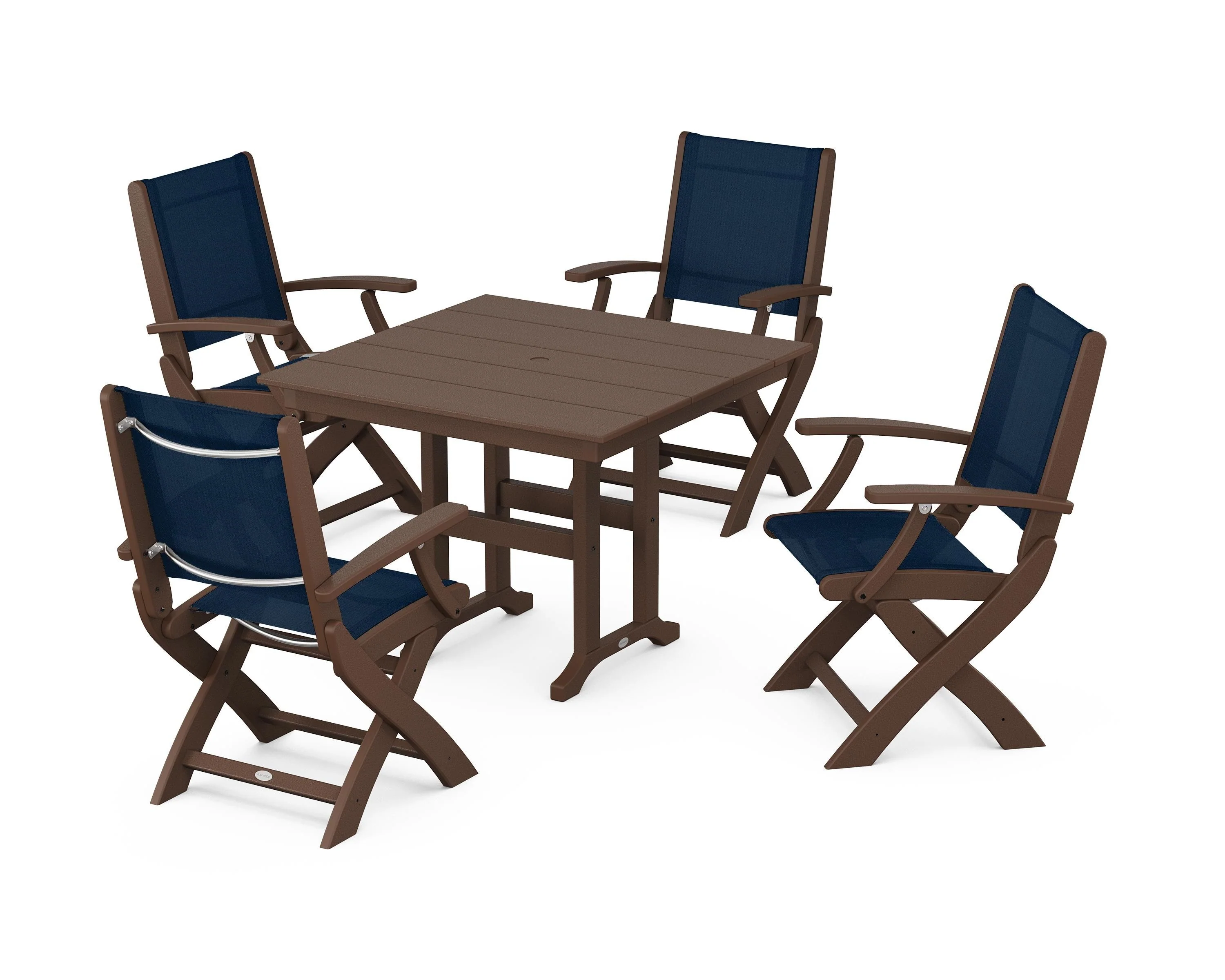 Coastal Folding Chair 5-Piece Farmhouse Dining Set - Image 86