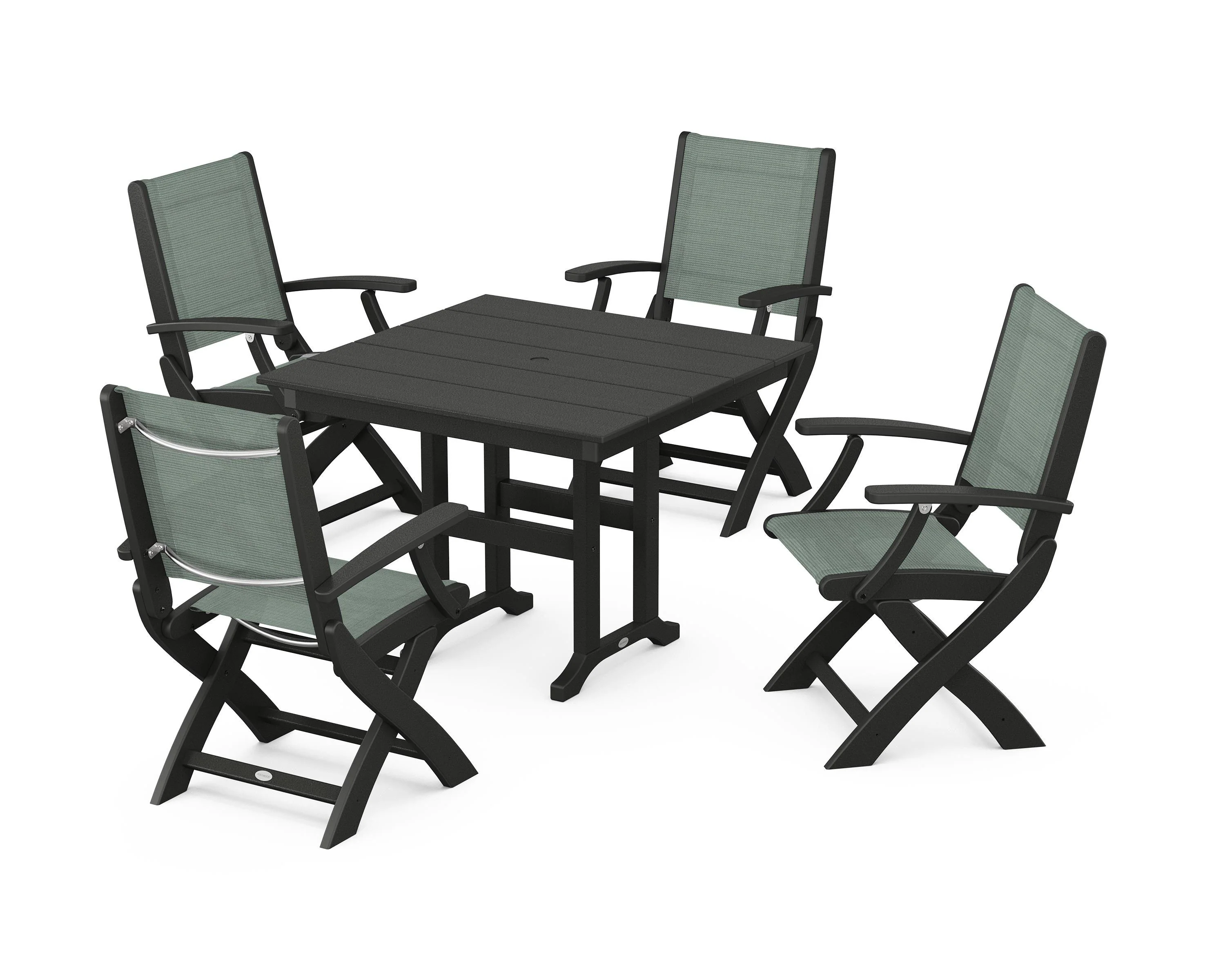 Coastal Folding Chair 5-Piece Farmhouse Dining Set - Image 87