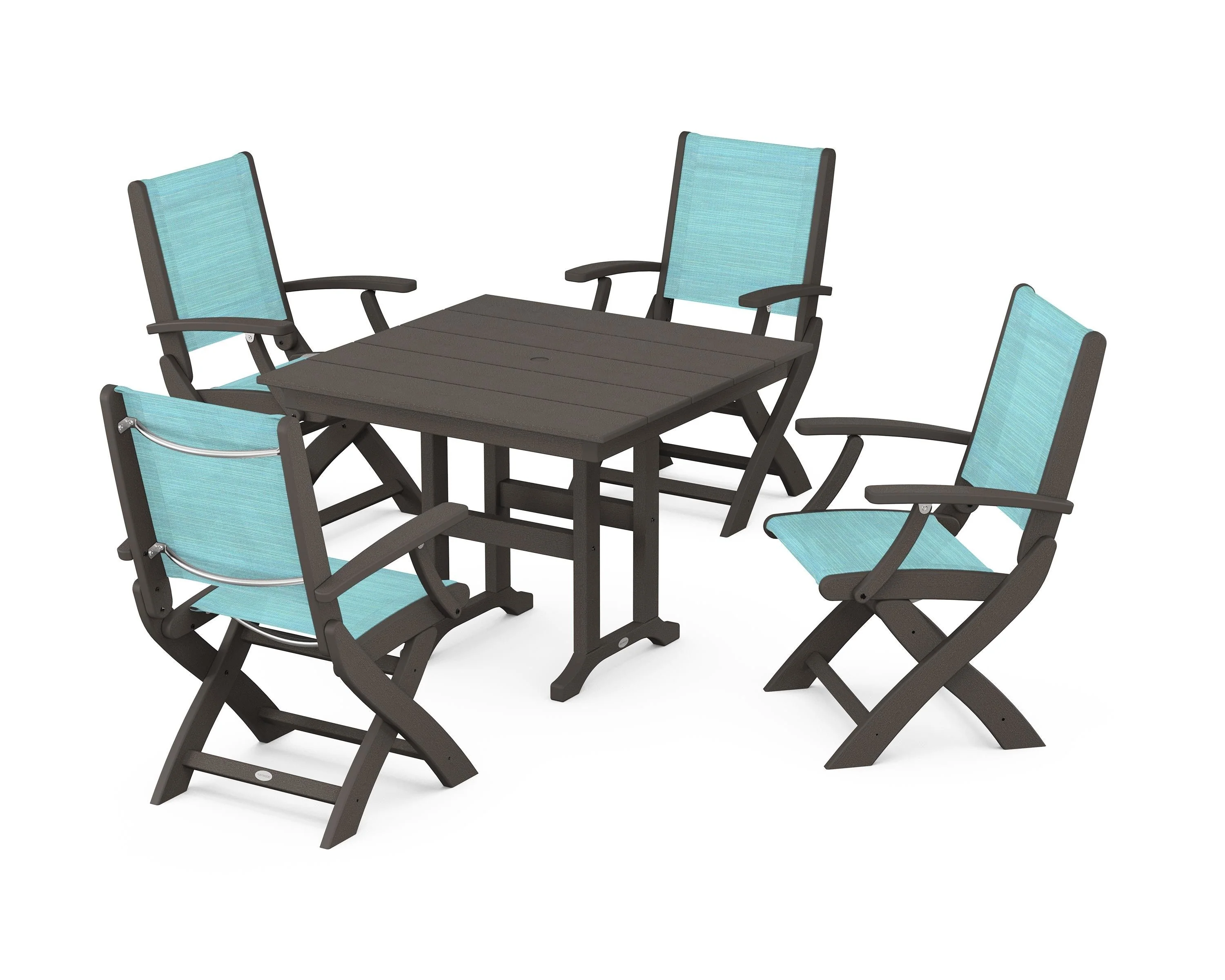 Coastal Folding Chair 5-Piece Farmhouse Dining Set - Image 88