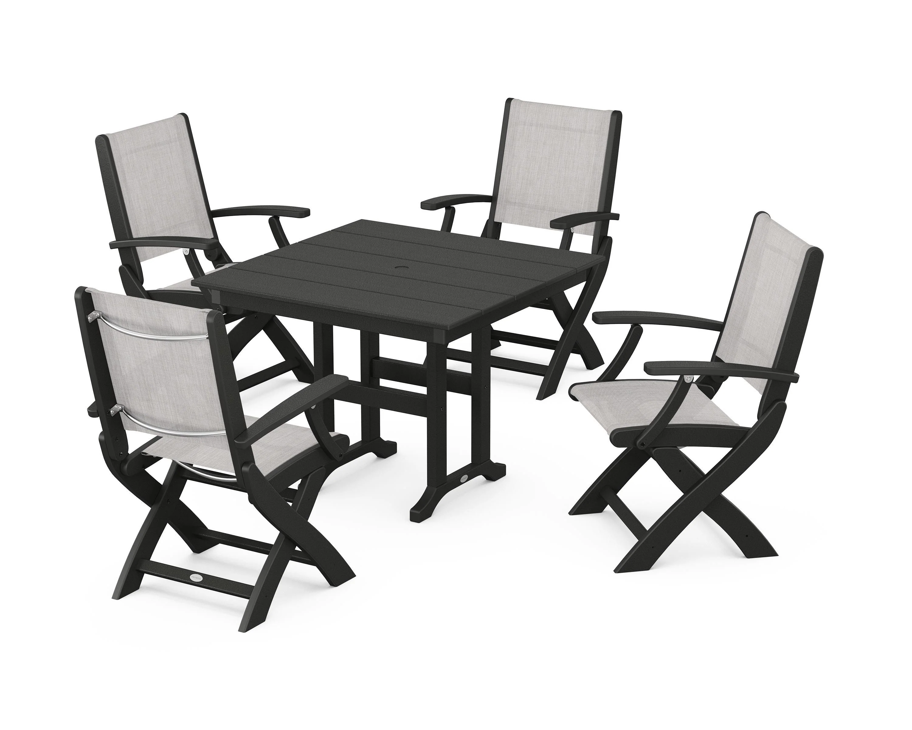 Coastal Folding Chair 5-Piece Farmhouse Dining Set - Image 93
