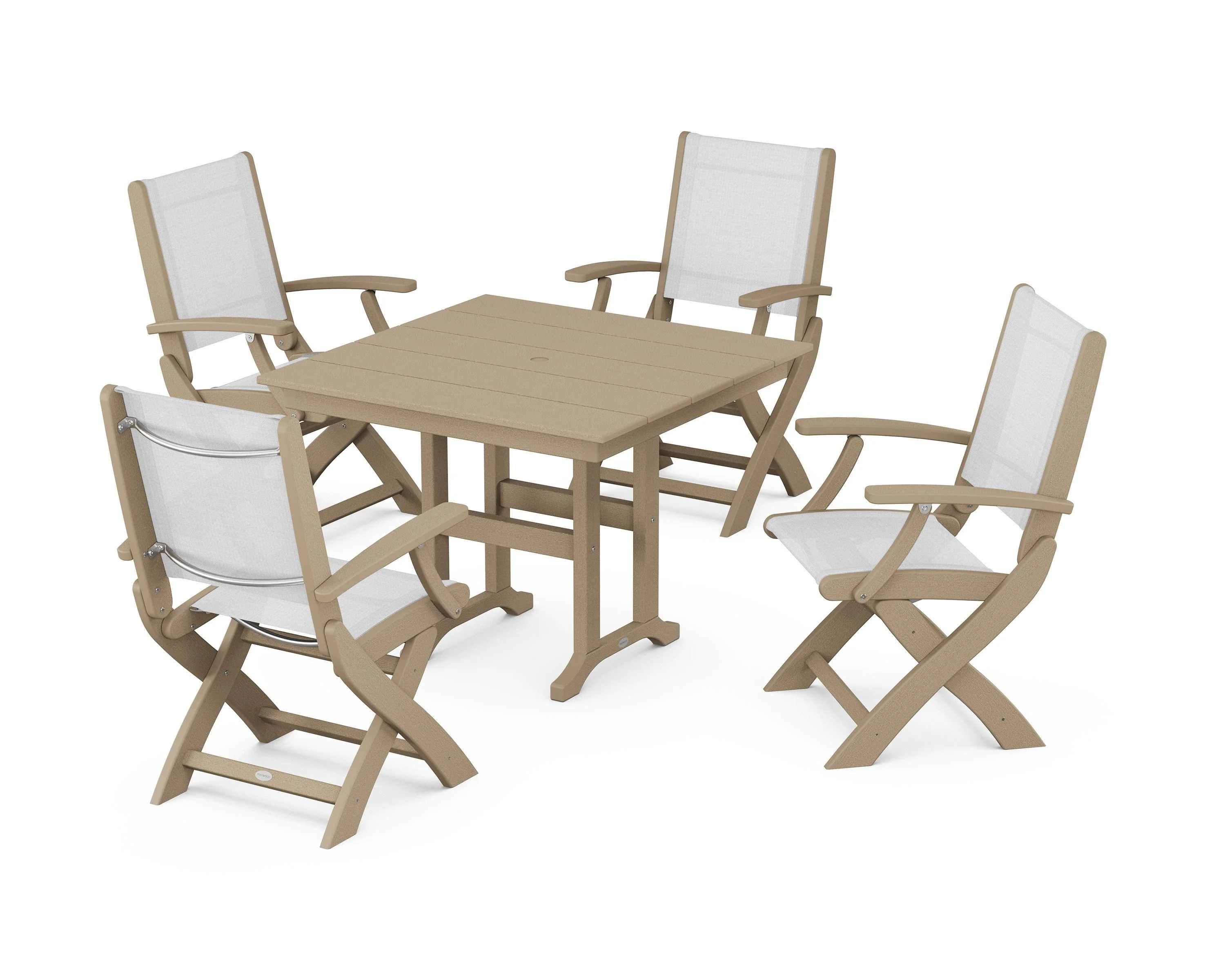 Coastal Folding Chair 5-Piece Farmhouse Dining Set - Image 94