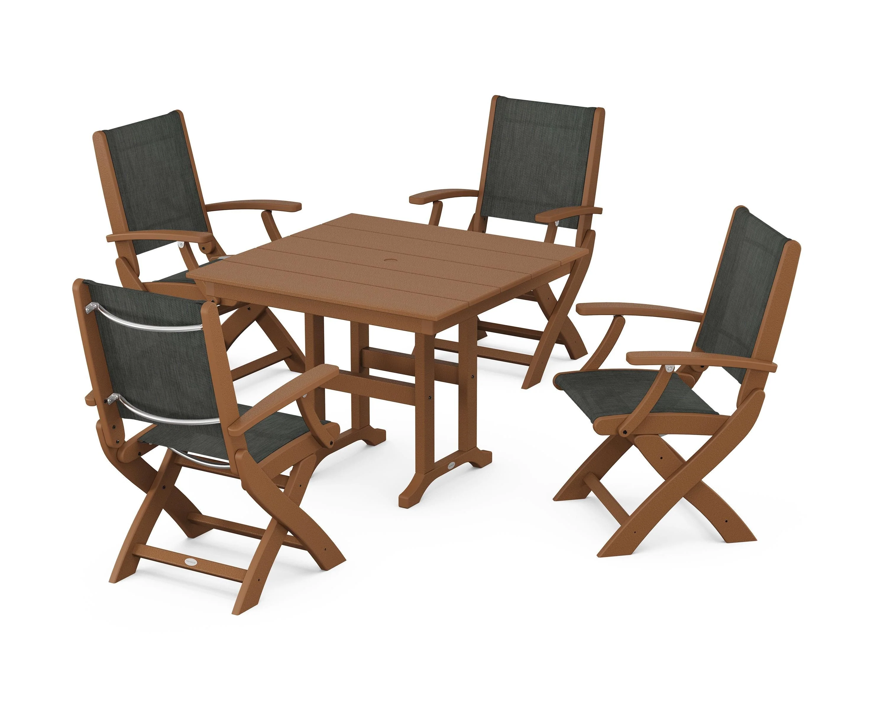 Coastal Folding Chair 5-Piece Farmhouse Dining Set - Image 95