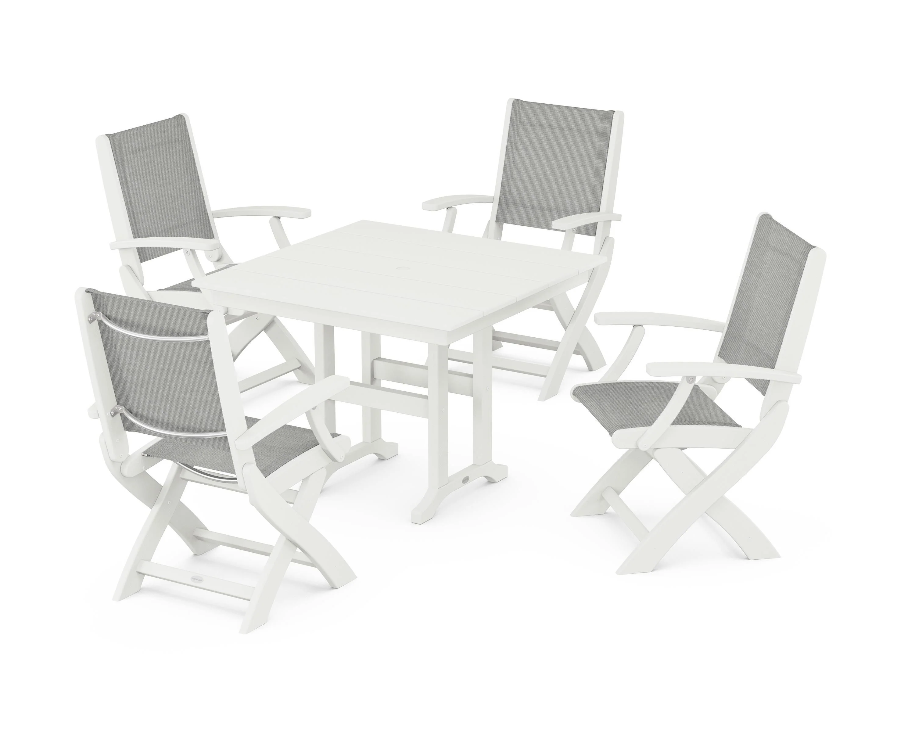 Coastal Folding Chair 5-Piece Farmhouse Dining Set - Image 97