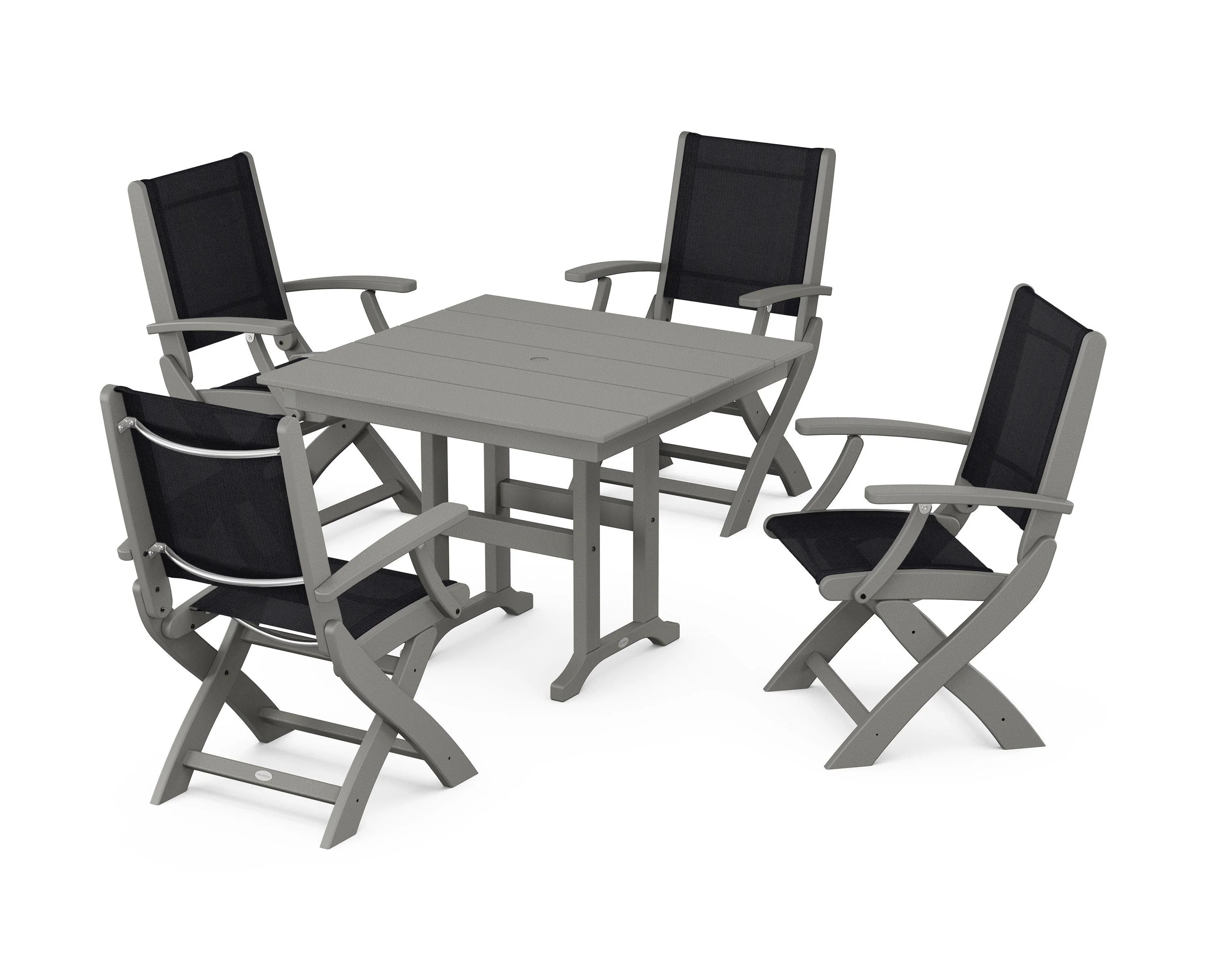 Coastal Folding Chair 5-Piece Farmhouse Dining Set - Image 99