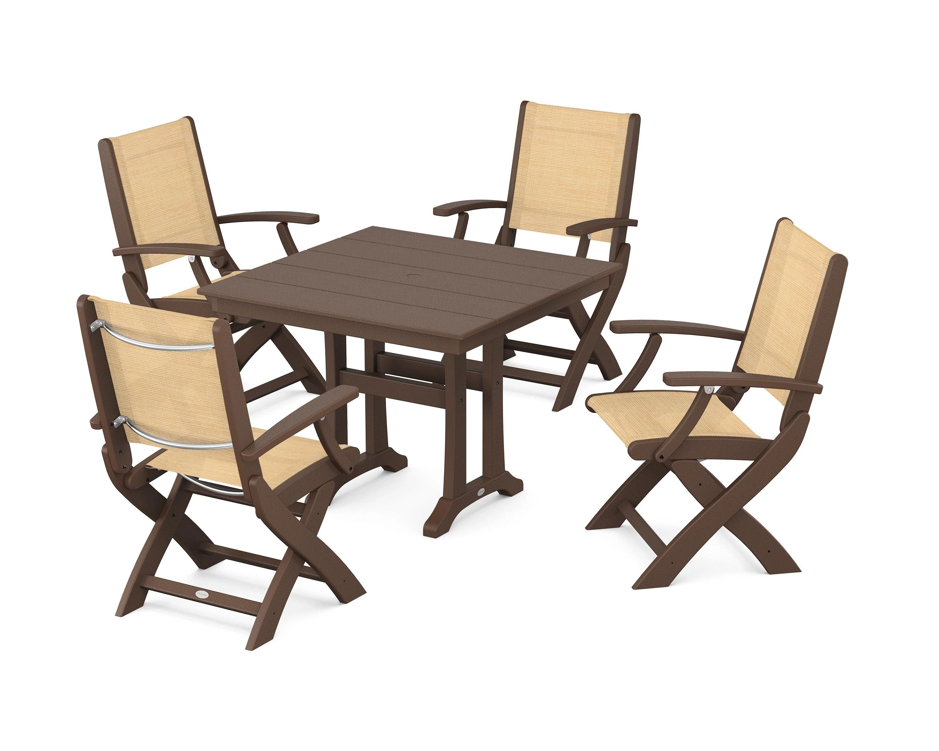 Coastal Folding Chair 5-Piece Farmhouse Dining Set With Trestle Legs - Image 38