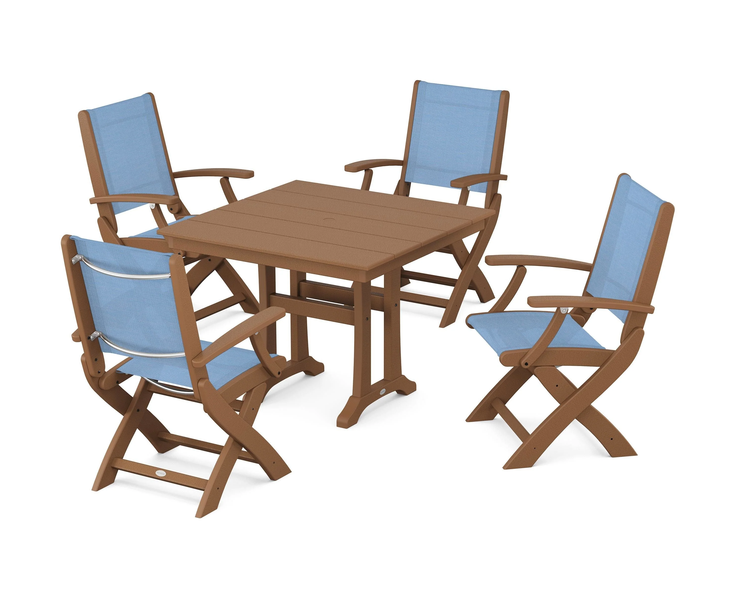 Coastal Folding Chair 5-Piece Farmhouse Dining Set With Trestle Legs - Image 41