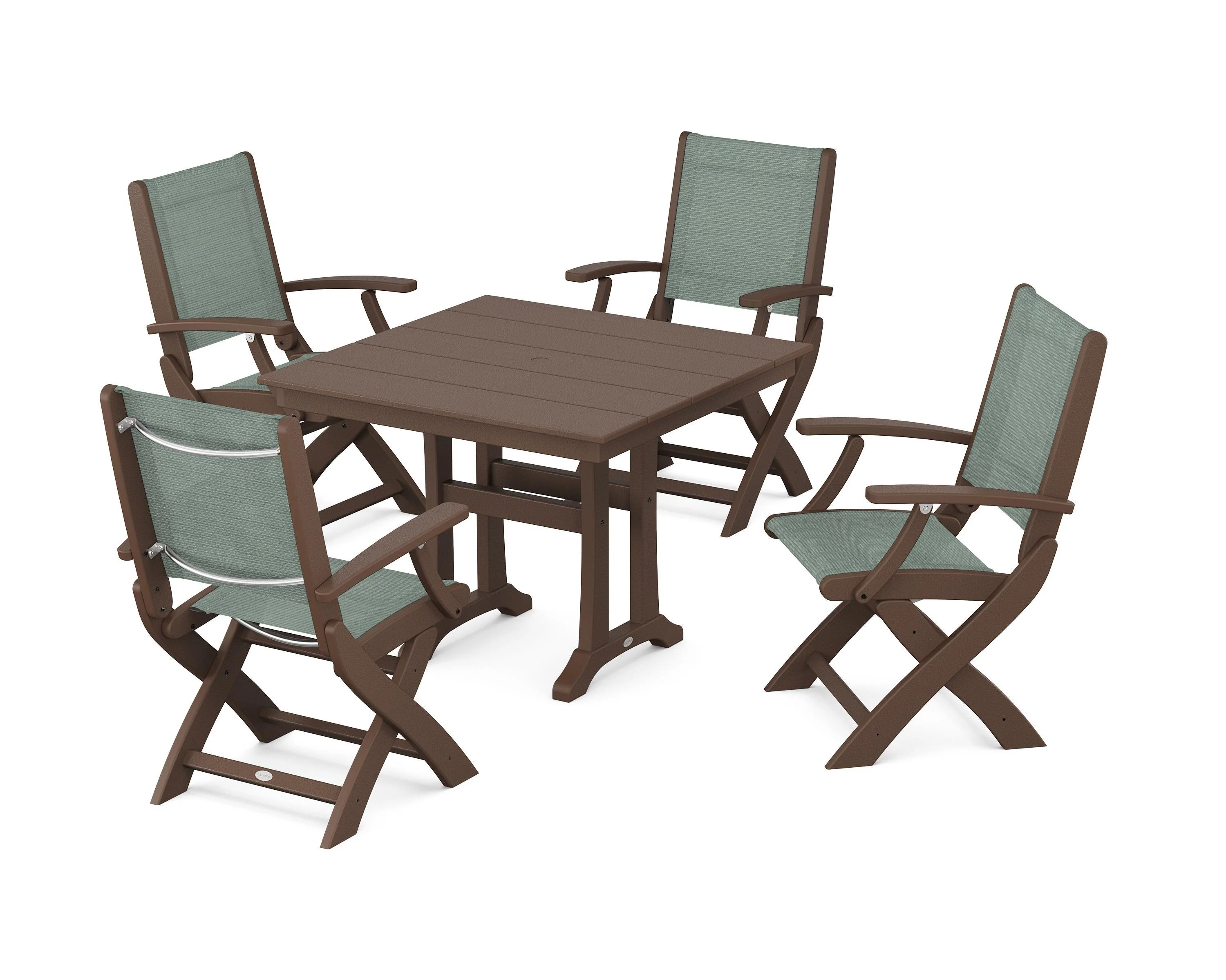 Coastal Folding Chair 5-Piece Farmhouse Dining Set With Trestle Legs - Image 64