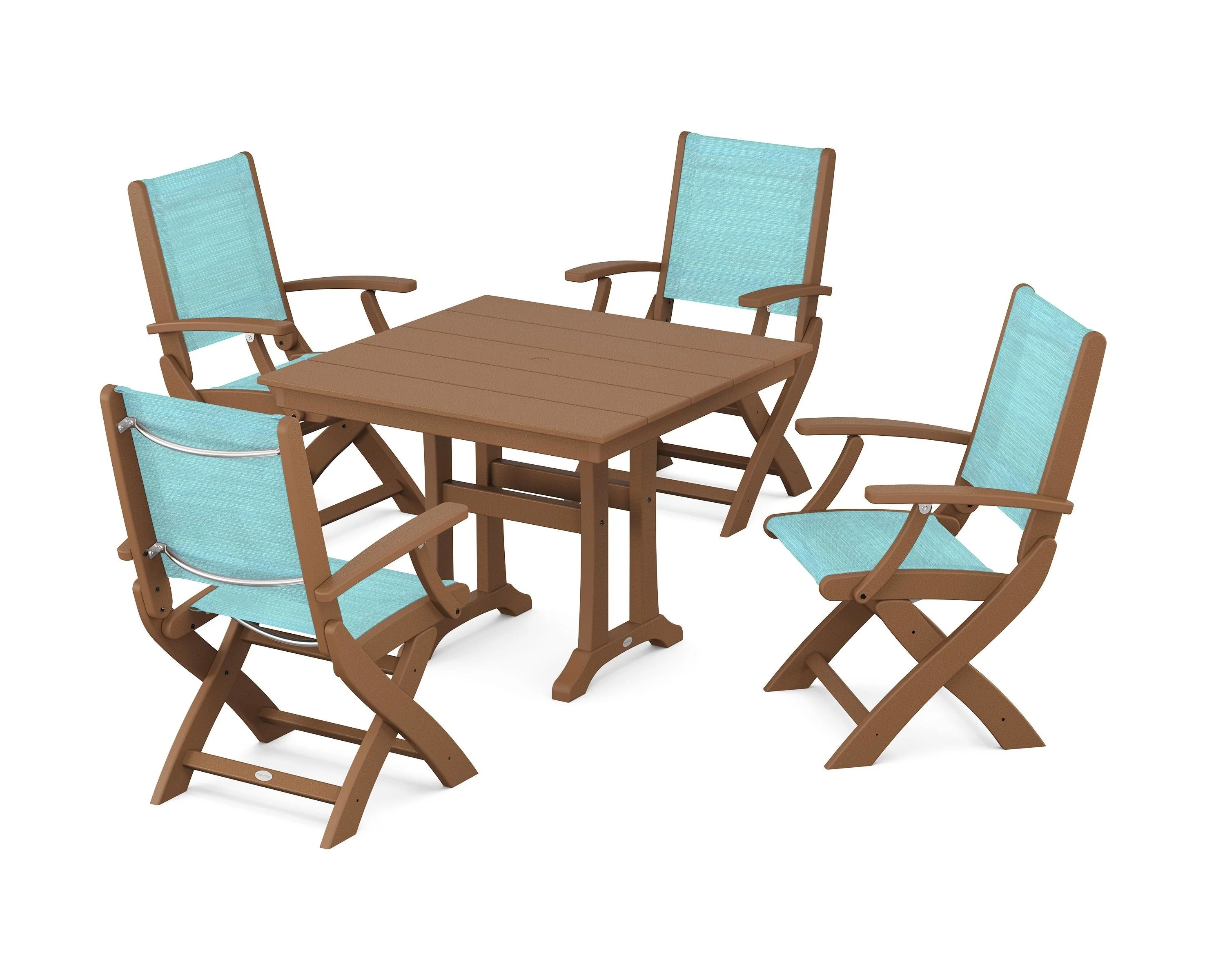 Coastal Folding Chair 5-Piece Farmhouse Dining Set With Trestle Legs - Image 73