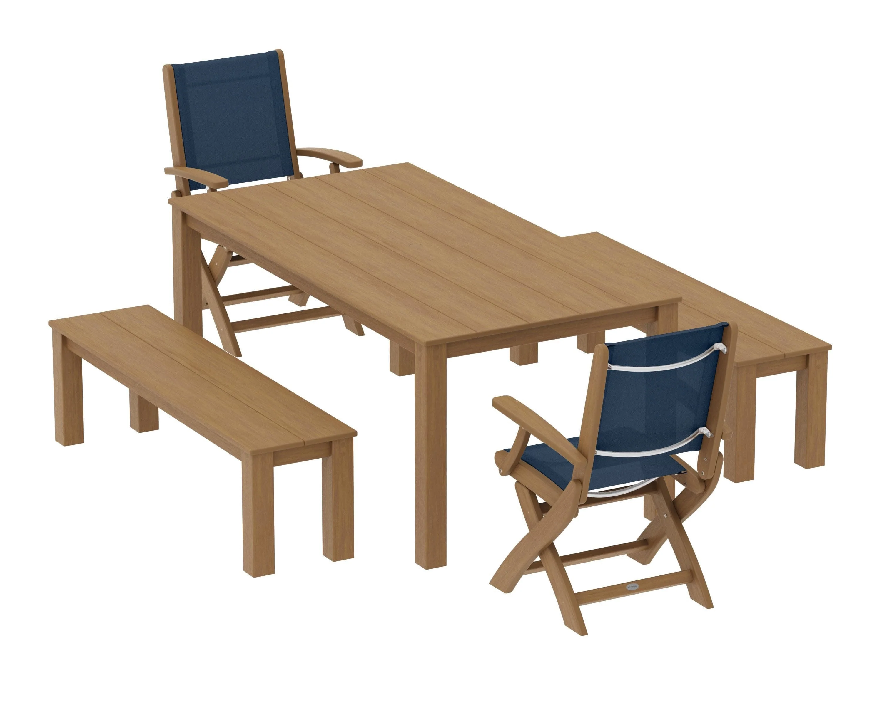 Coastal Folding Chair 5-Piece Parsons Dining Set with Benches - Image 62