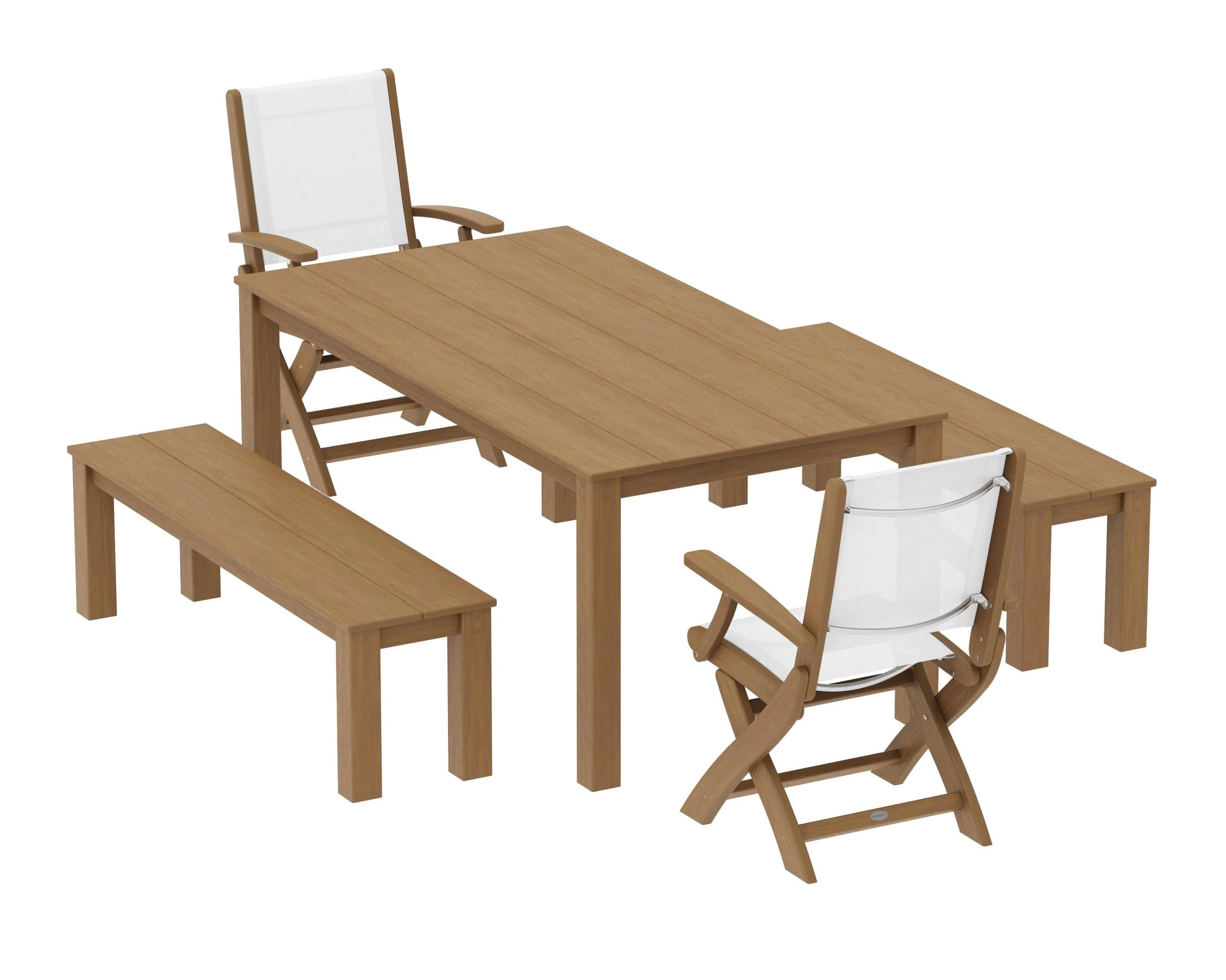Coastal Folding Chair 5-Piece Parsons Dining Set with Benches - Image 69