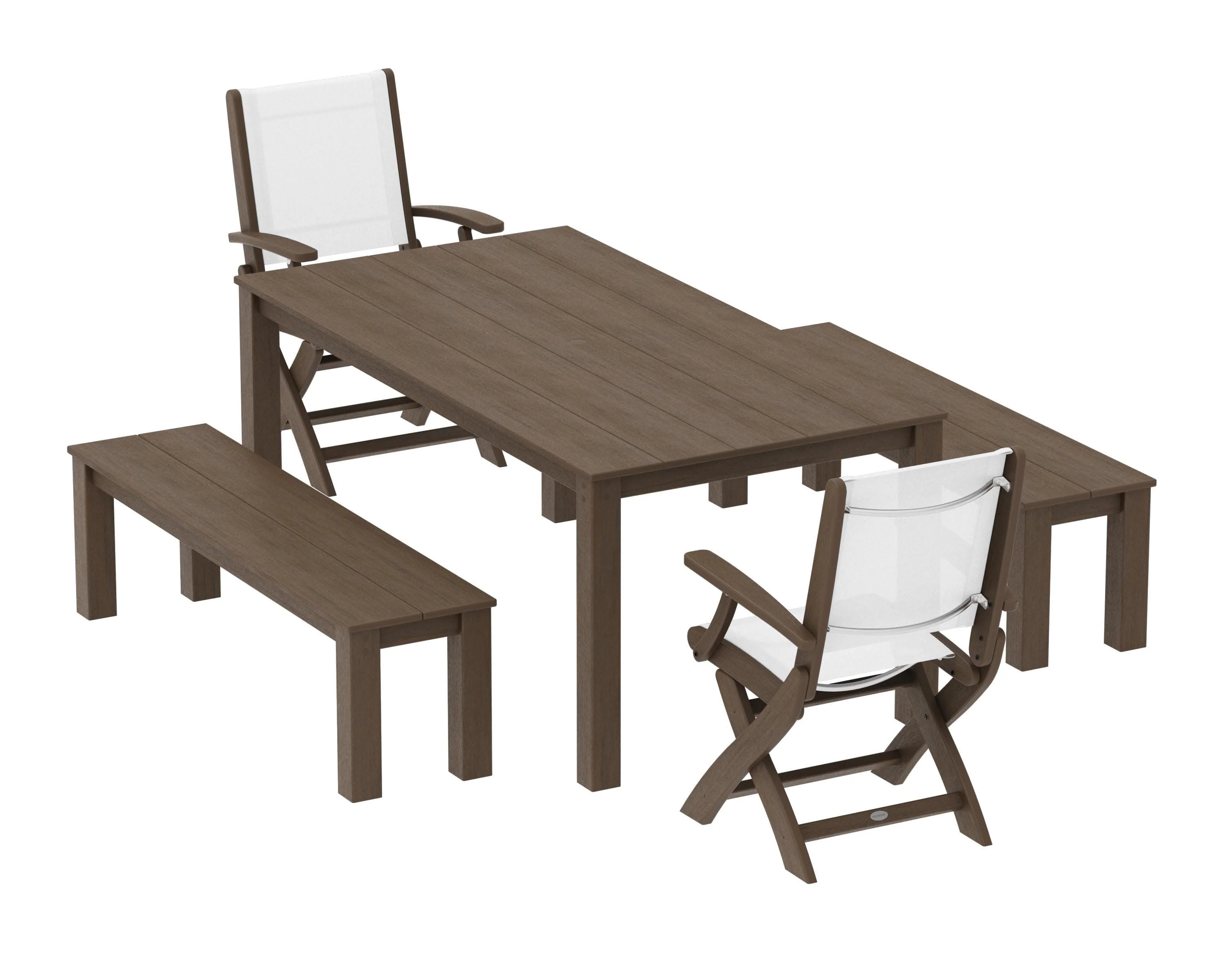 Coastal Folding Chair 5-Piece Parsons Dining Set with Benches - Image 88