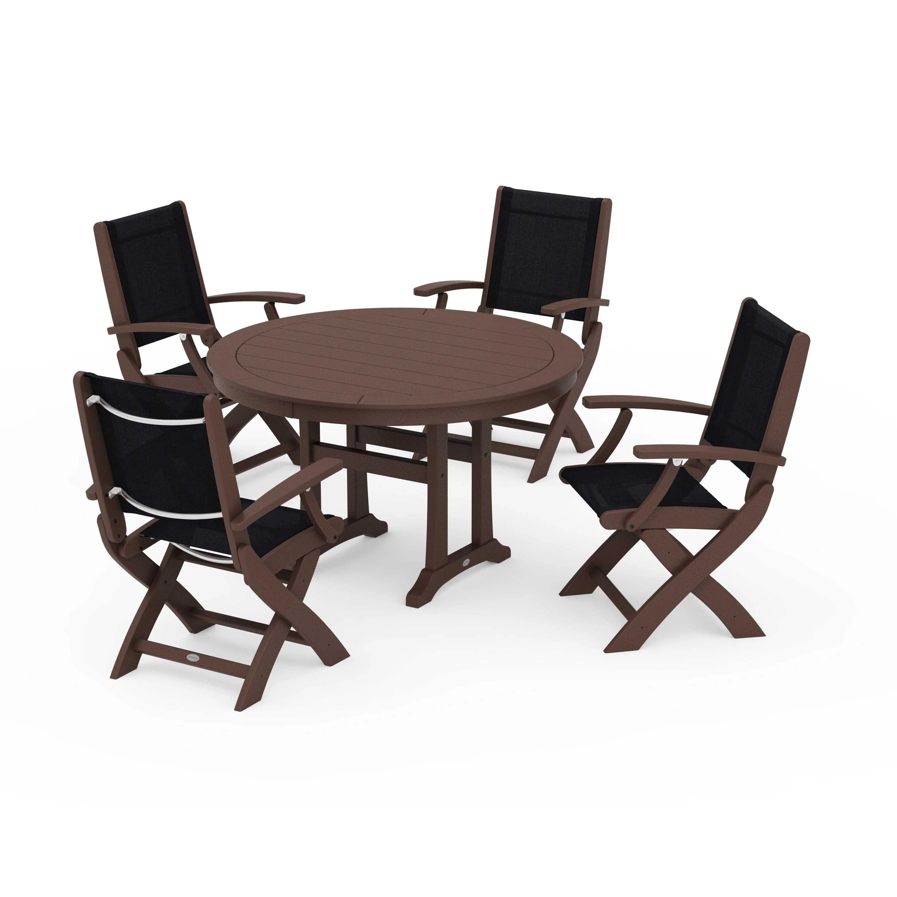 Coastal Folding Chair 5-Piece Round Dining Set with Trestle Legs - Image 120