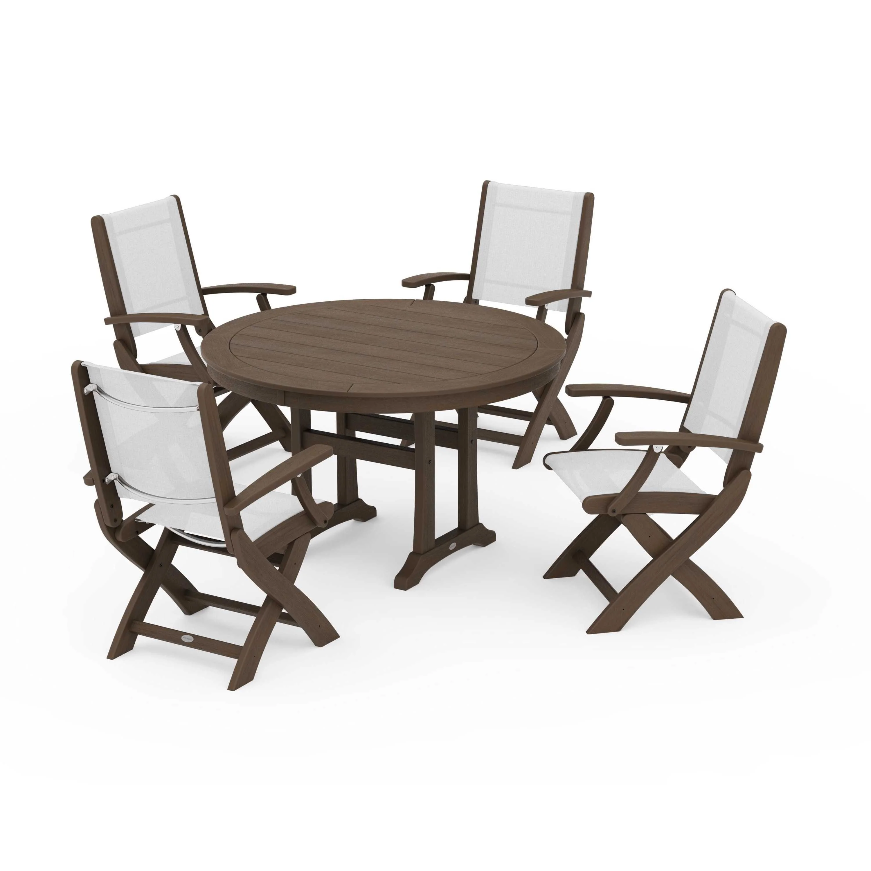Coastal Folding Chair 5-Piece Round Dining Set with Trestle Legs - Image 126