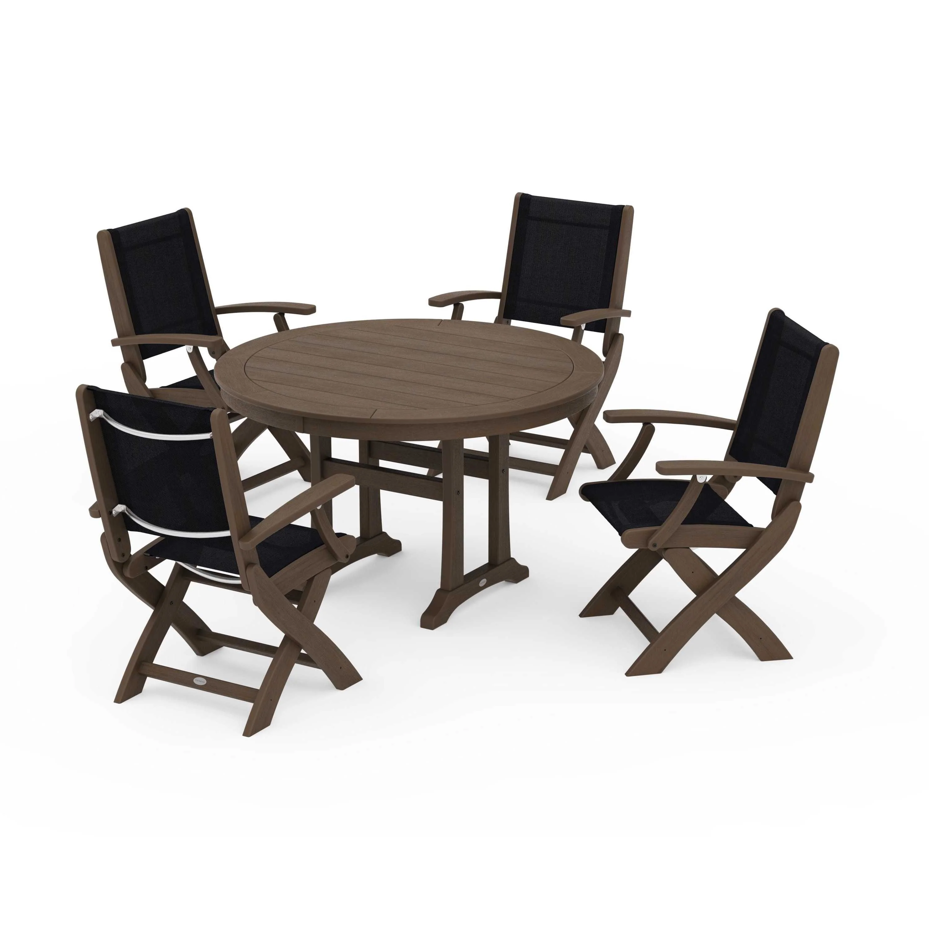 Coastal Folding Chair 5-Piece Round Dining Set with Trestle Legs - Image 141