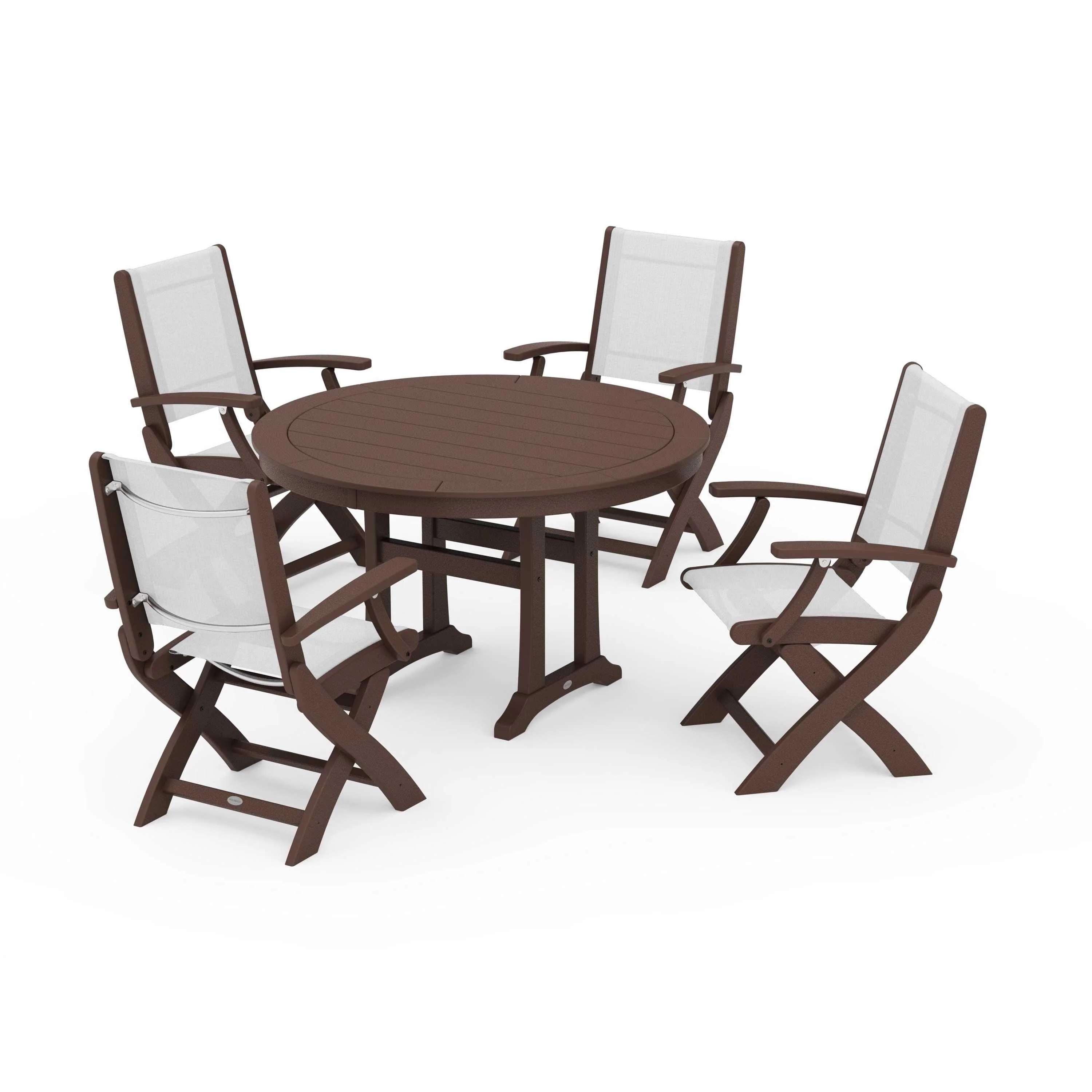 Coastal Folding Chair 5-Piece Round Dining Set with Trestle Legs - Image 57