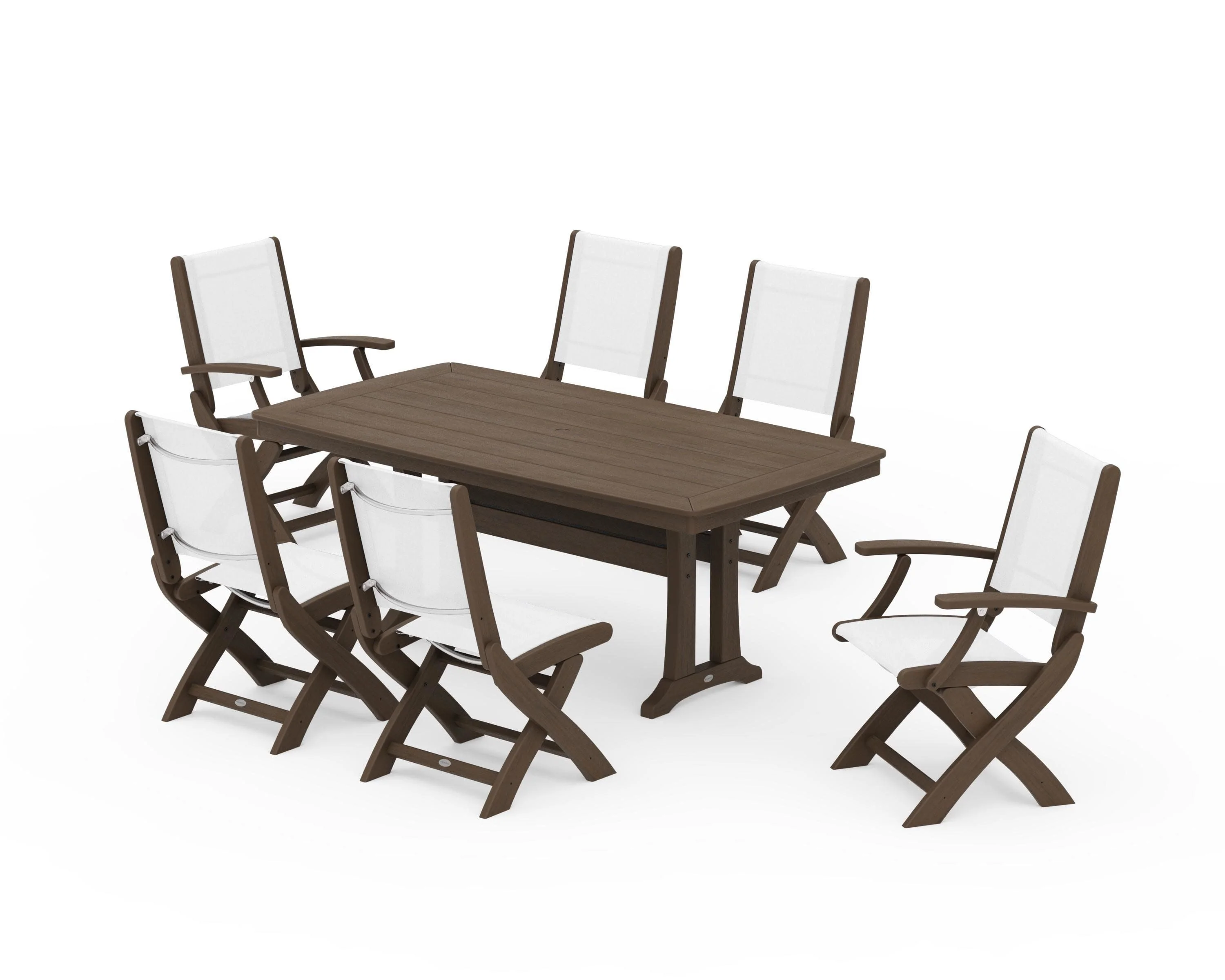Coastal Folding Chair 7-Piece Dining Set with Trestle Legs - Image 134