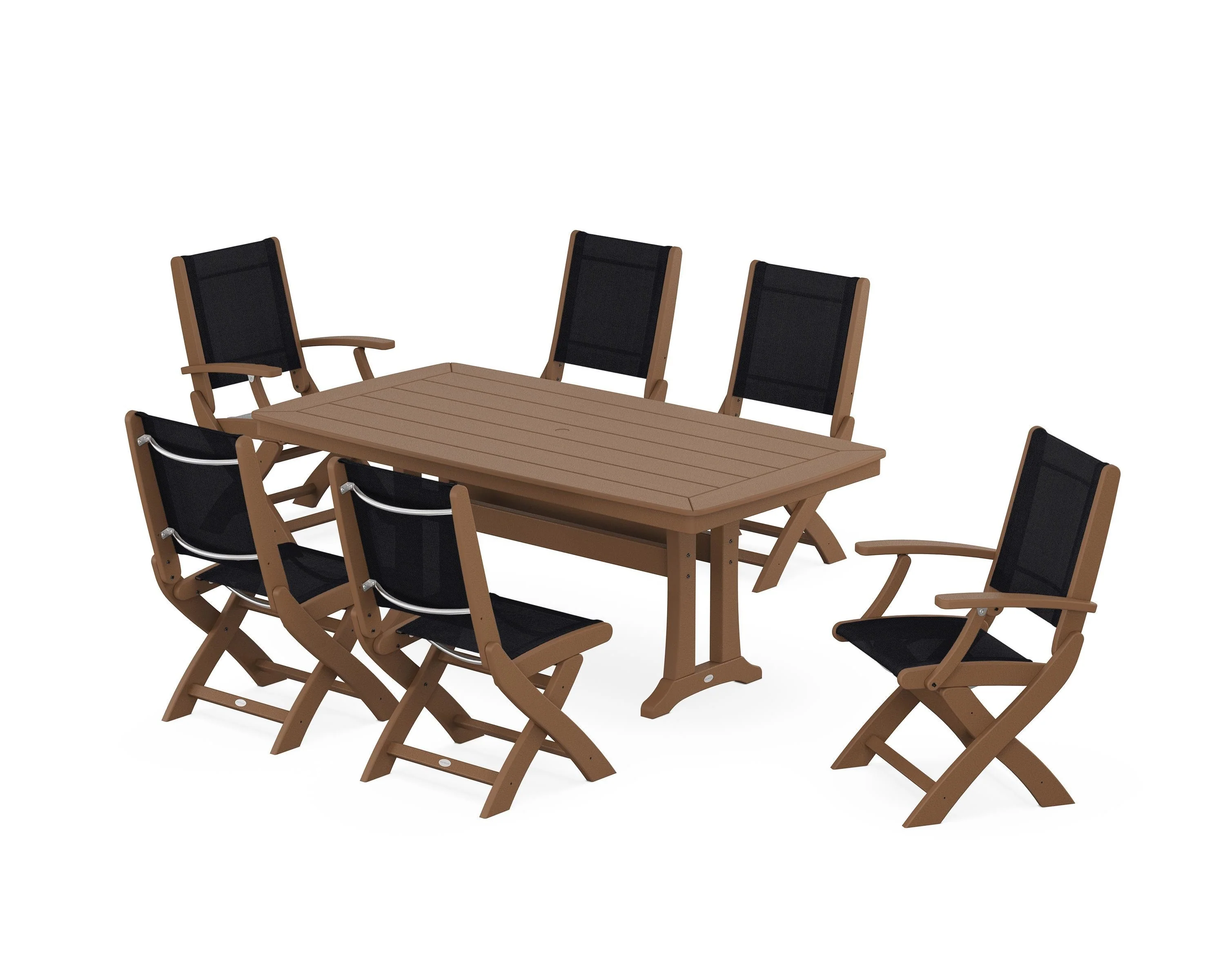 Coastal Folding Chair 7-Piece Dining Set with Trestle Legs - Image 19
