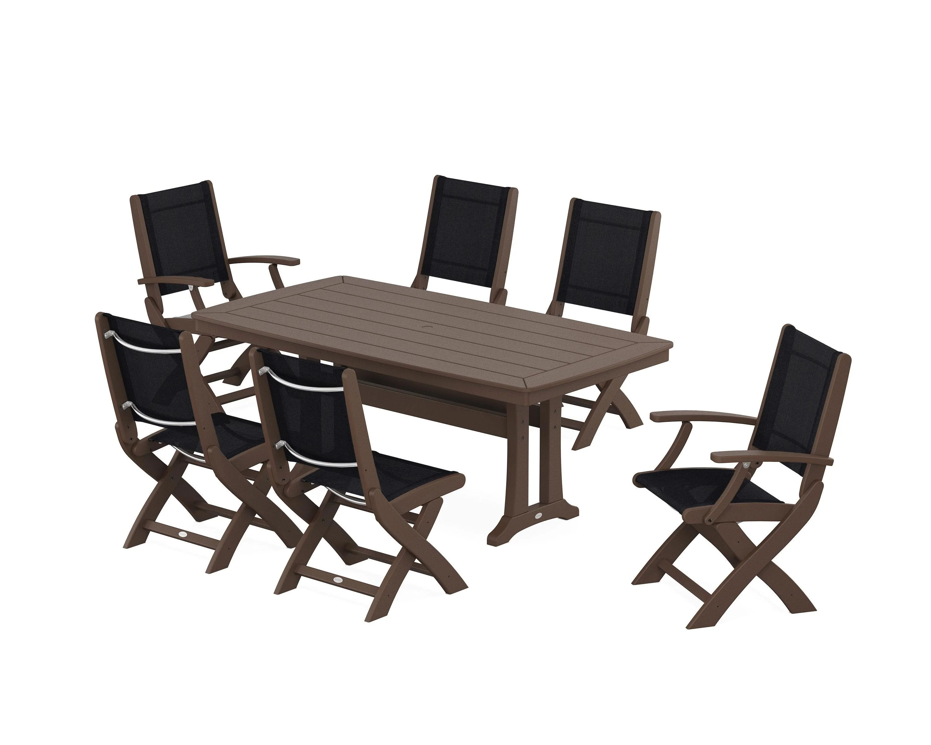 Coastal Folding Chair 7-Piece Dining Set with Trestle Legs - Image 60