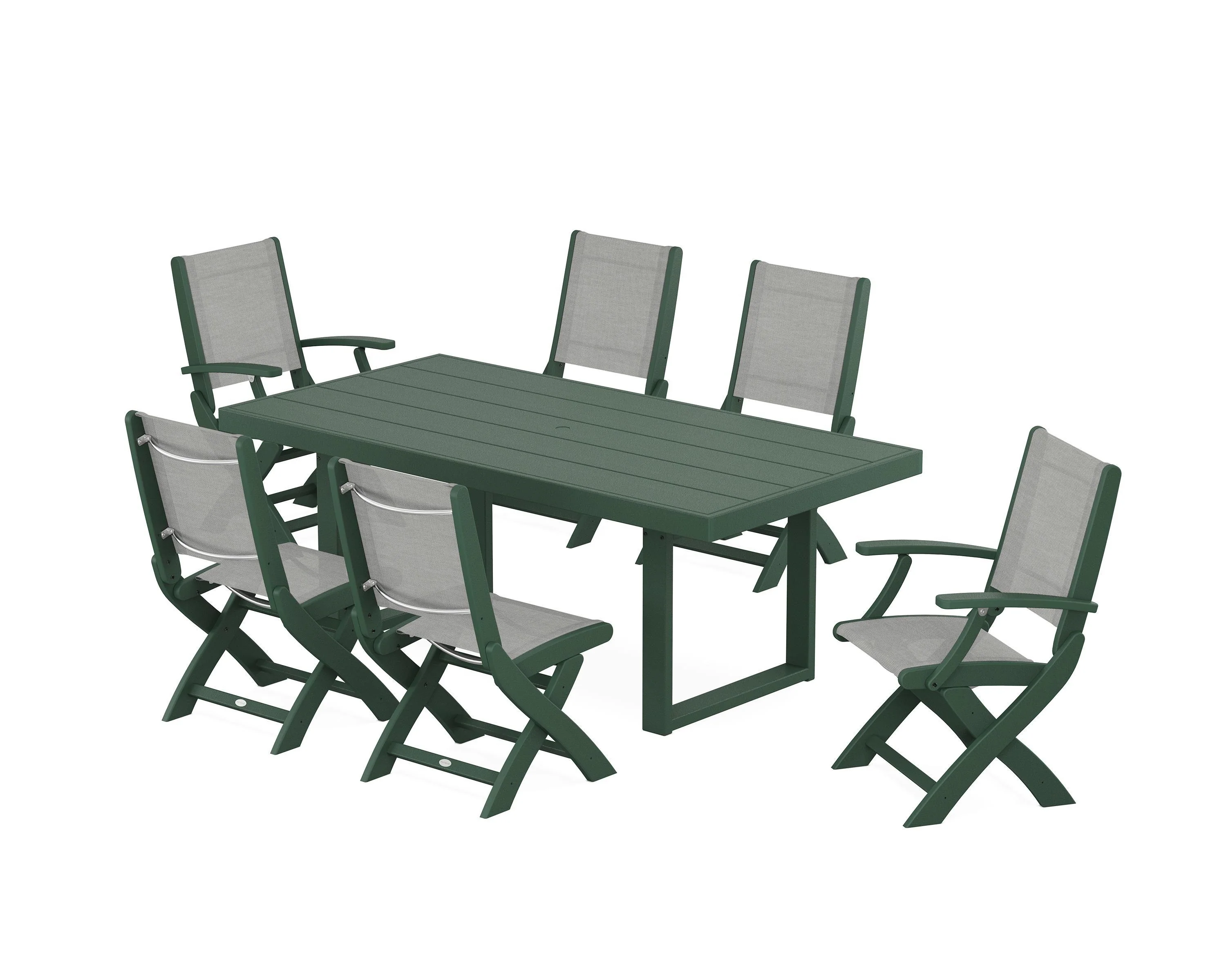 Coastal Folding Chair 7-Piece Dining Set with Trestle Legs - Image 113