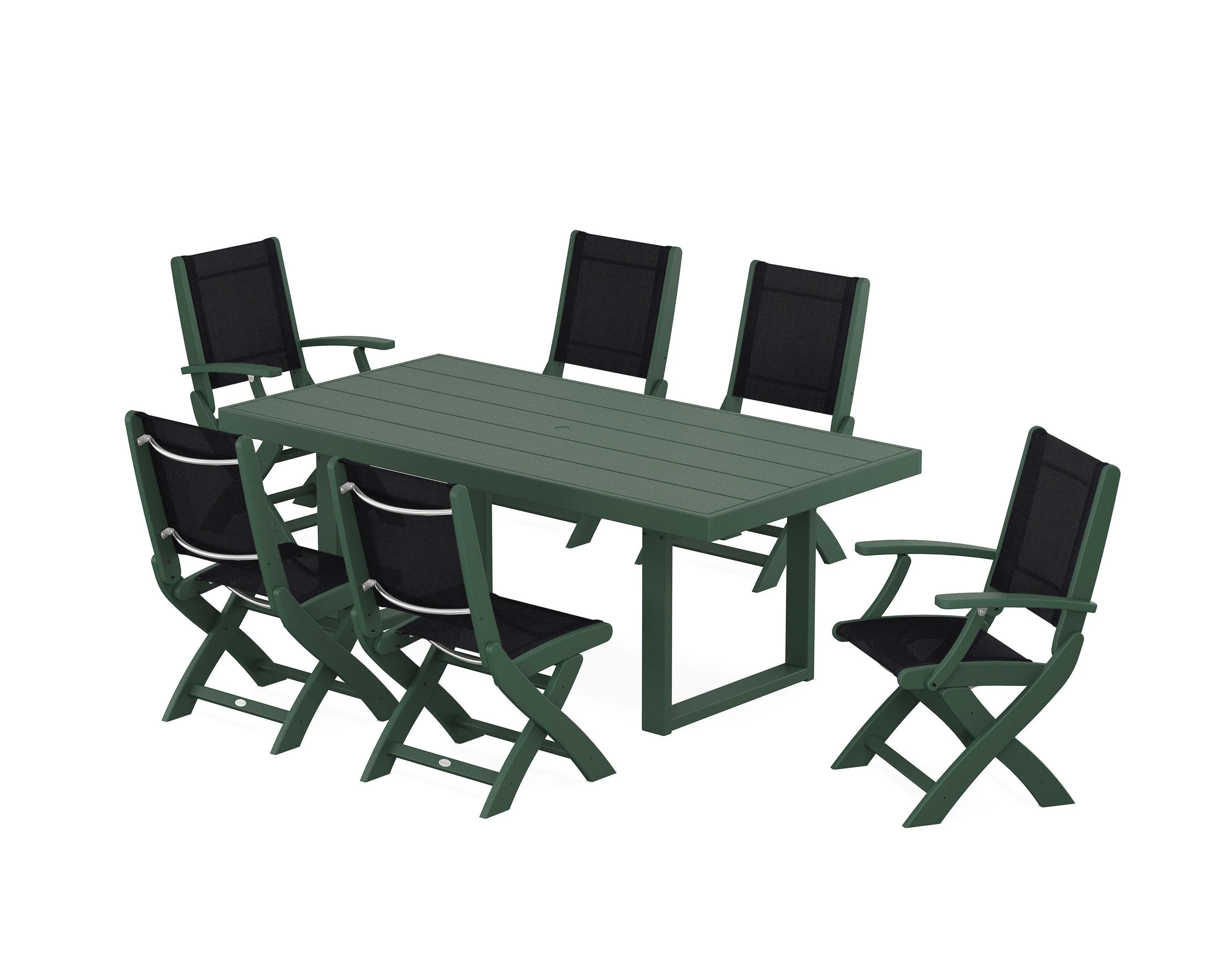 Coastal Folding Chair 7-Piece Dining Set with Trestle Legs - Image 115