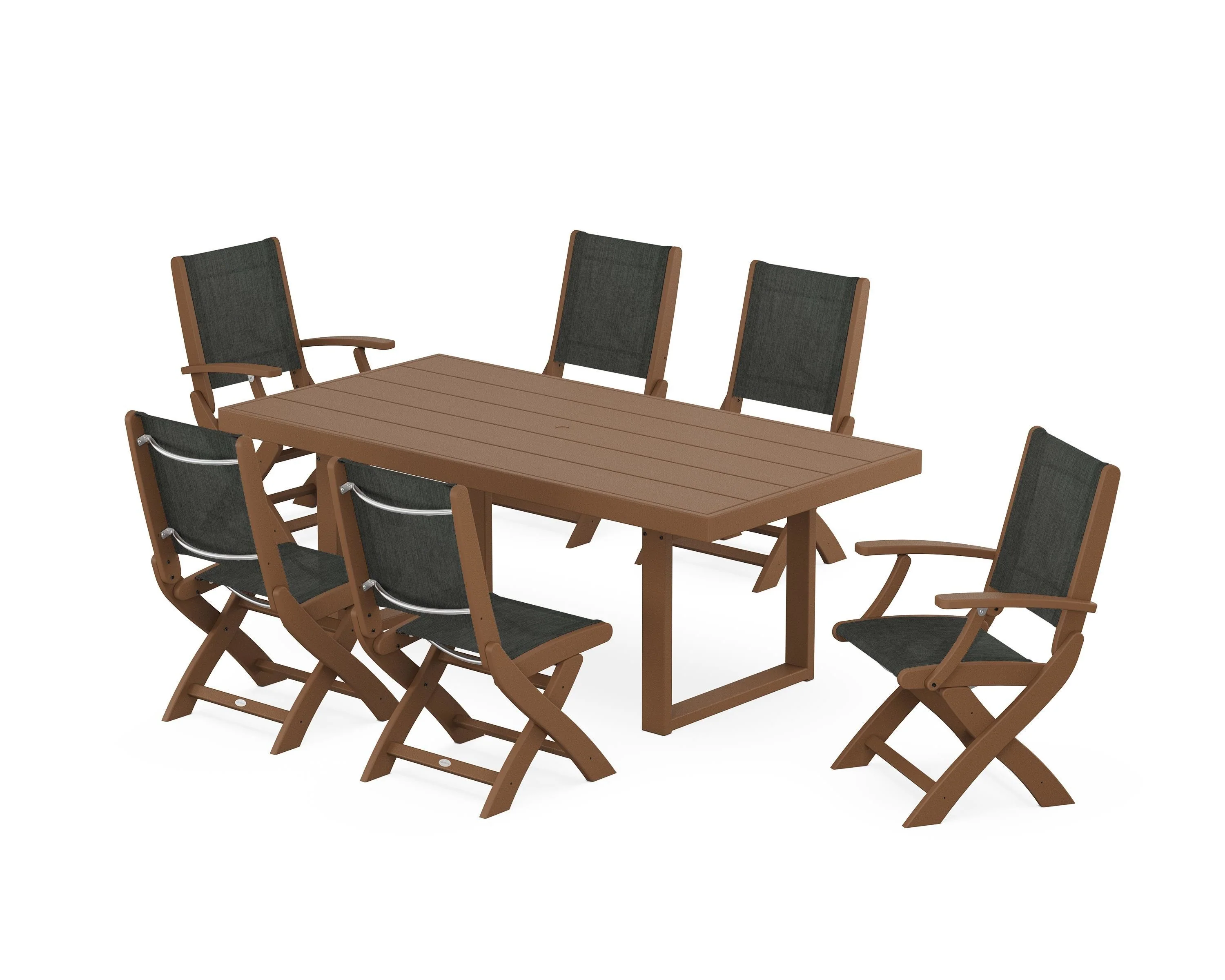 Coastal Folding Chair 7-Piece Dining Set with Trestle Legs - Image 12