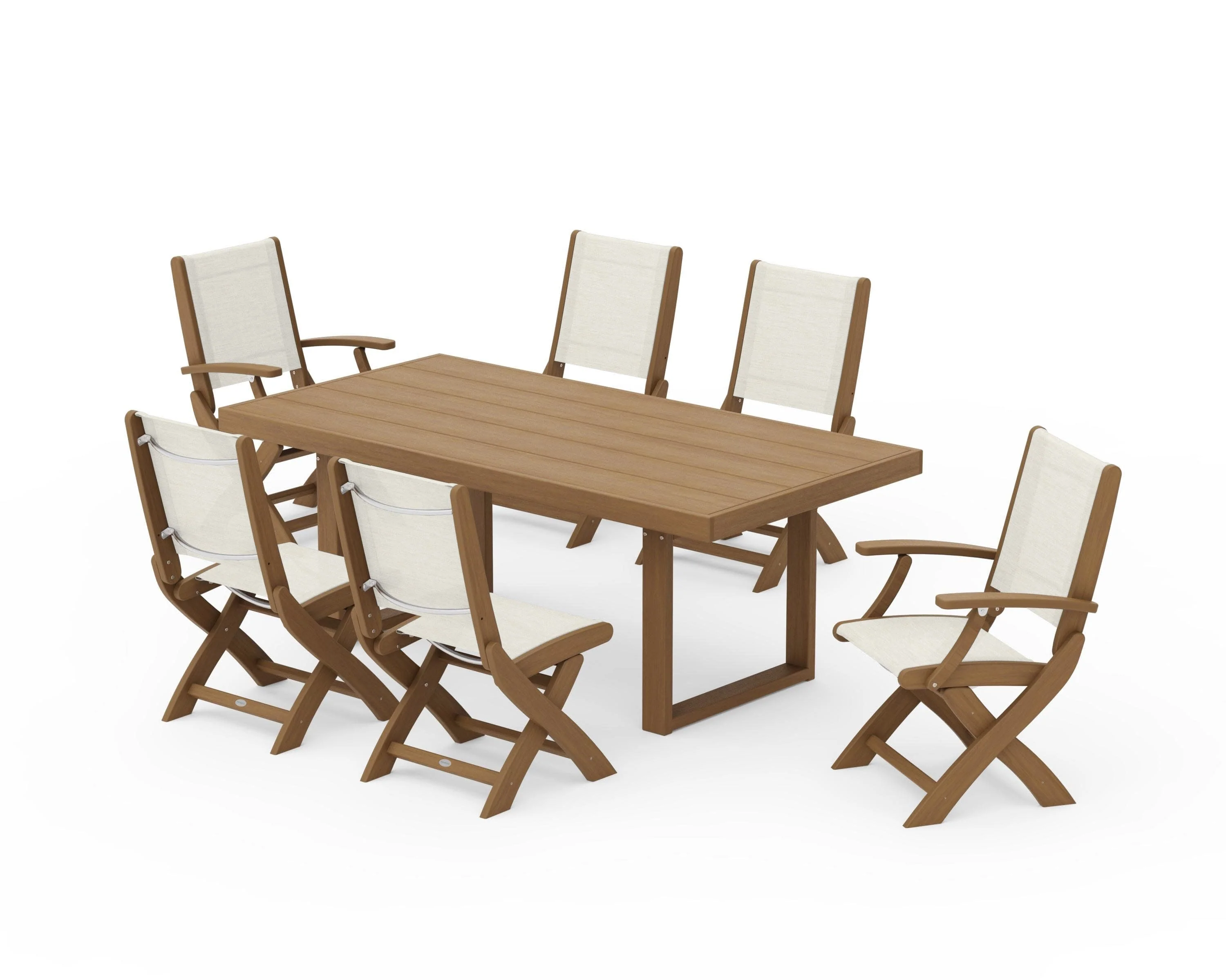Coastal Folding Chair 7-Piece Dining Set with Trestle Legs - Image 131
