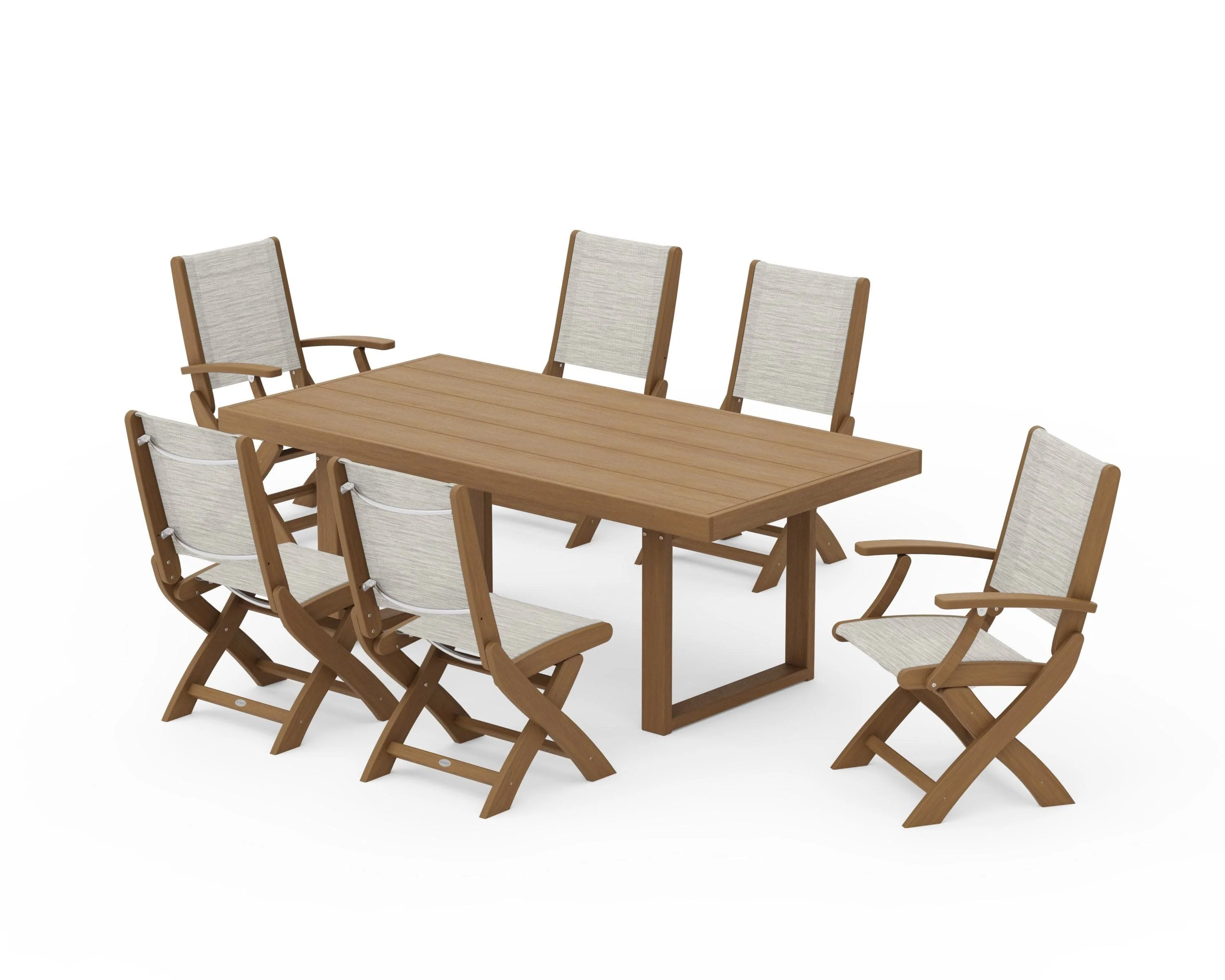 Coastal Folding Chair 7-Piece Dining Set with Trestle Legs - Image 132