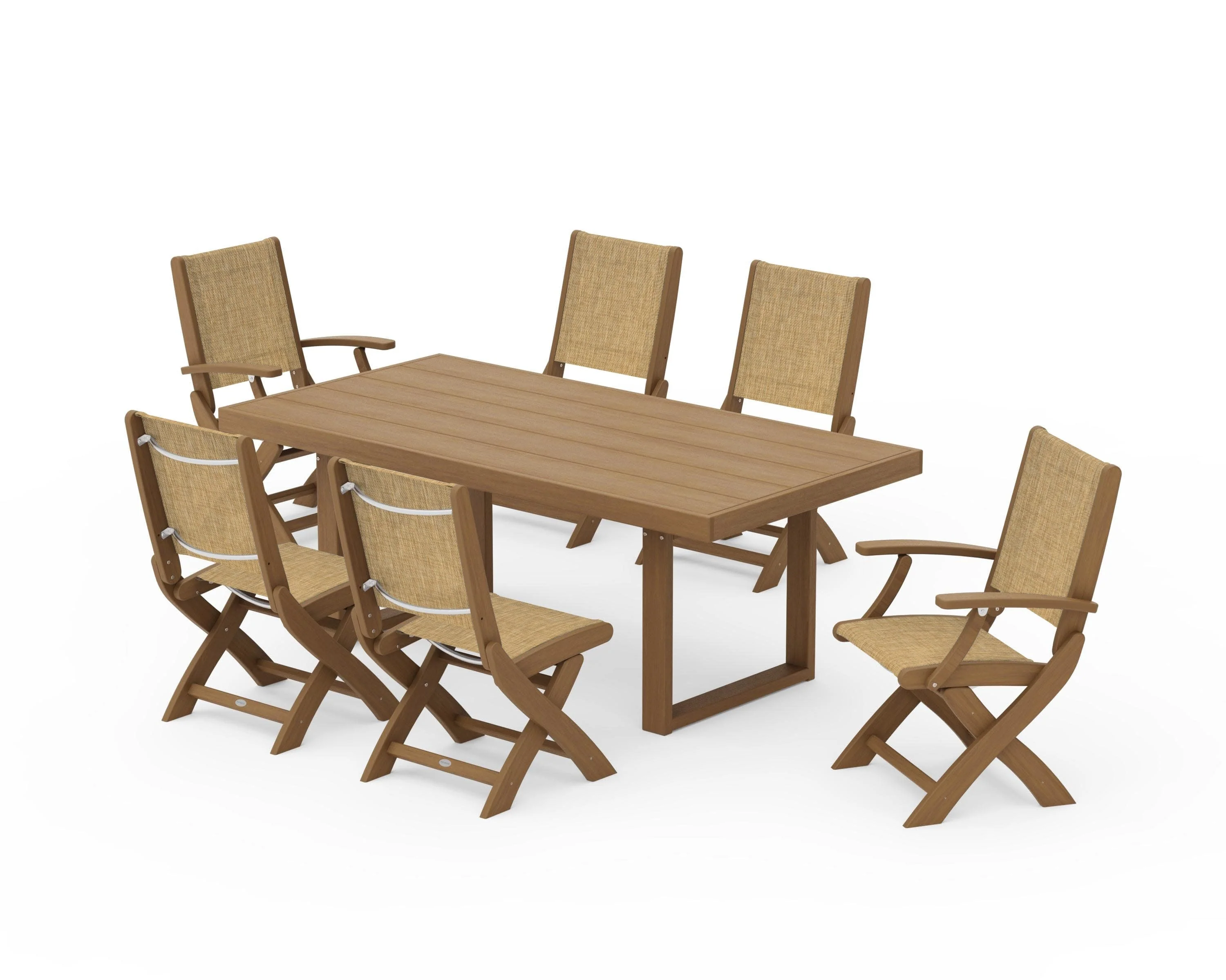 Coastal Folding Chair 7-Piece Dining Set with Trestle Legs - Image 134