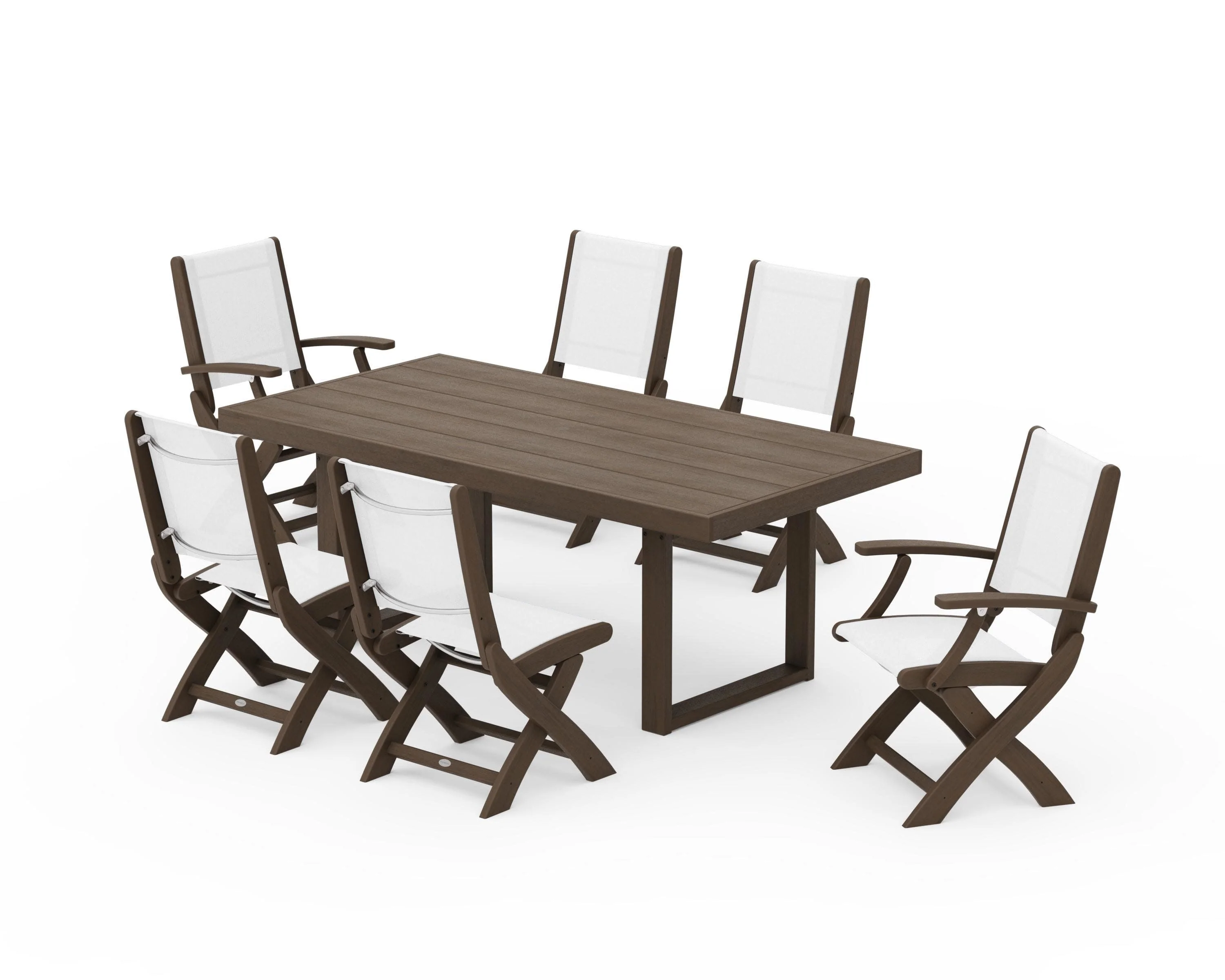 Coastal Folding Chair 7-Piece Dining Set with Trestle Legs - Image 135
