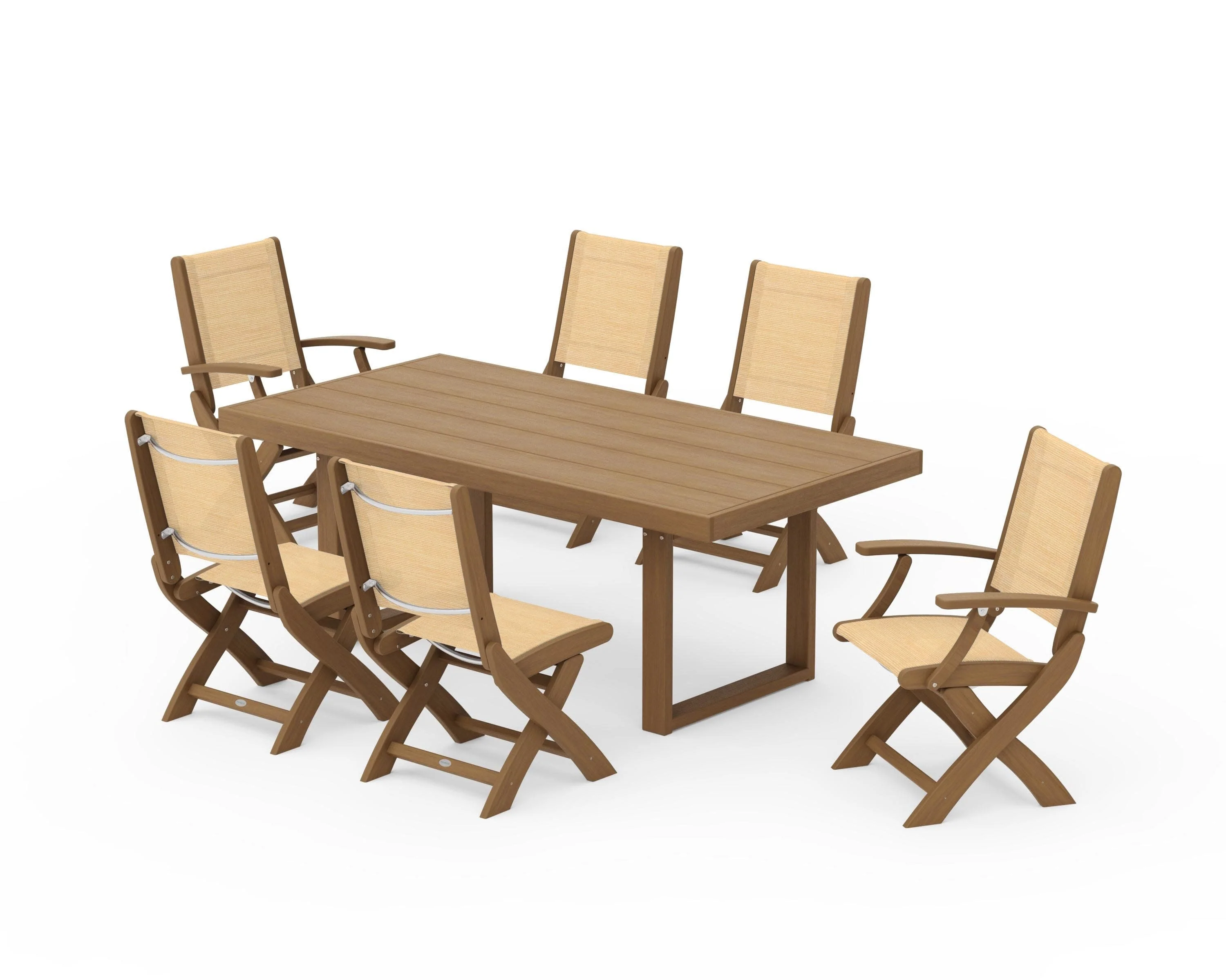 Coastal Folding Chair 7-Piece Dining Set with Trestle Legs - Image 137