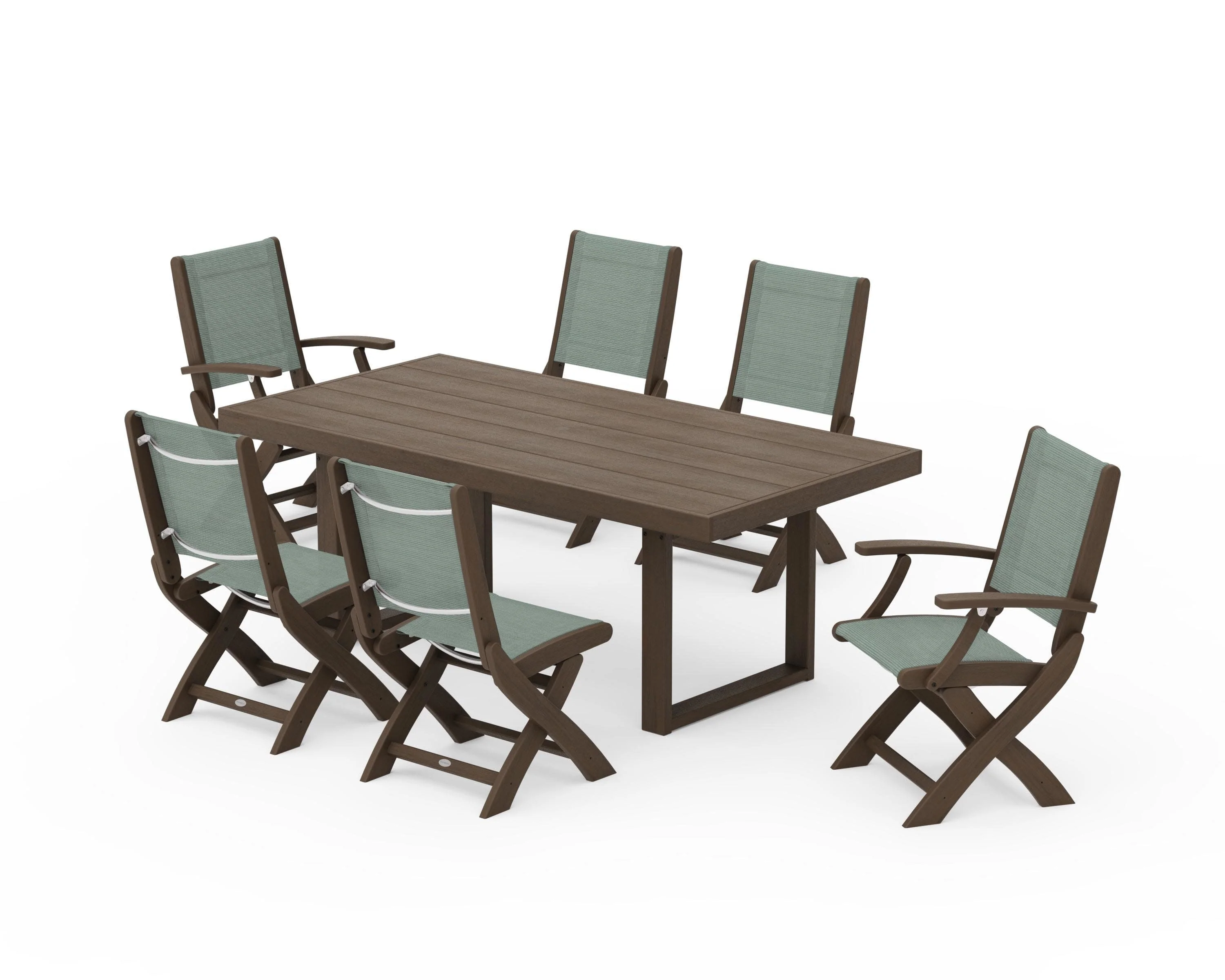 Coastal Folding Chair 7-Piece Dining Set with Trestle Legs - Image 141